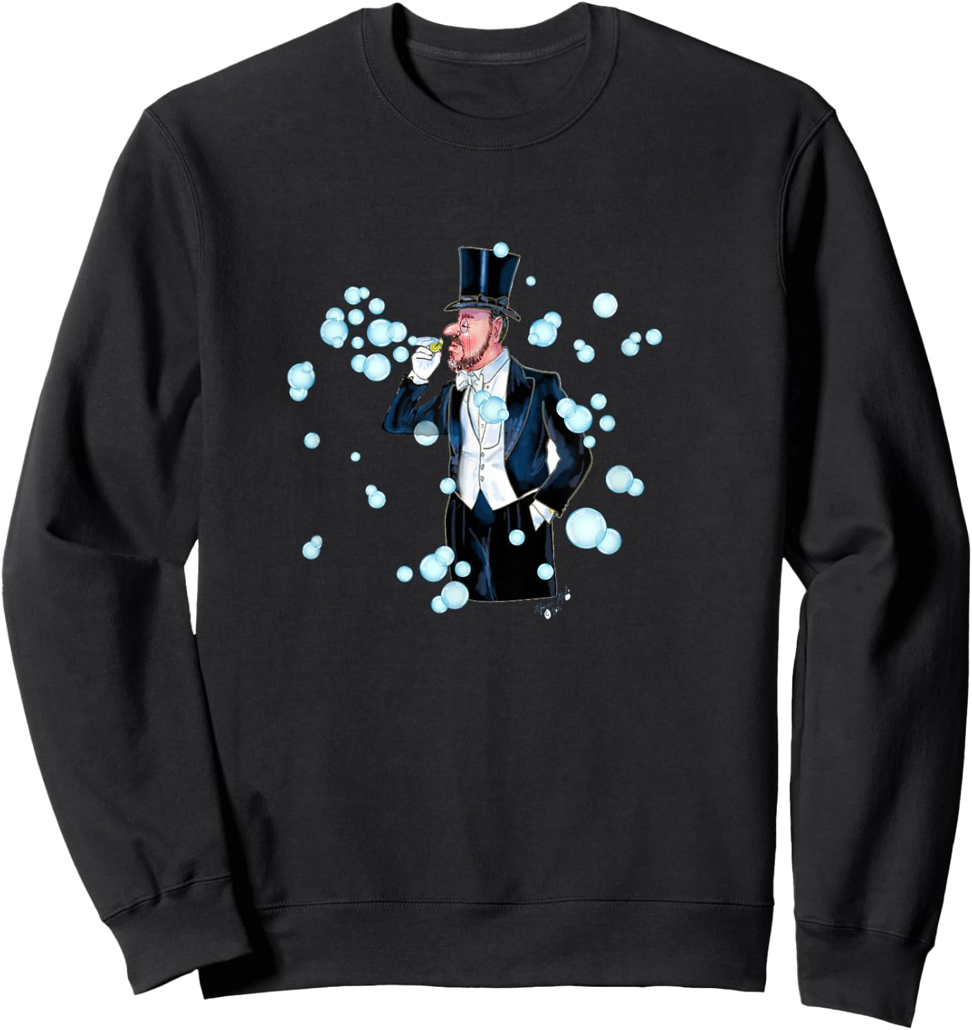 Fun Mr Bubbles, Man Blowing soap Bubbles Sweatshirt - Sweatshirt | Black