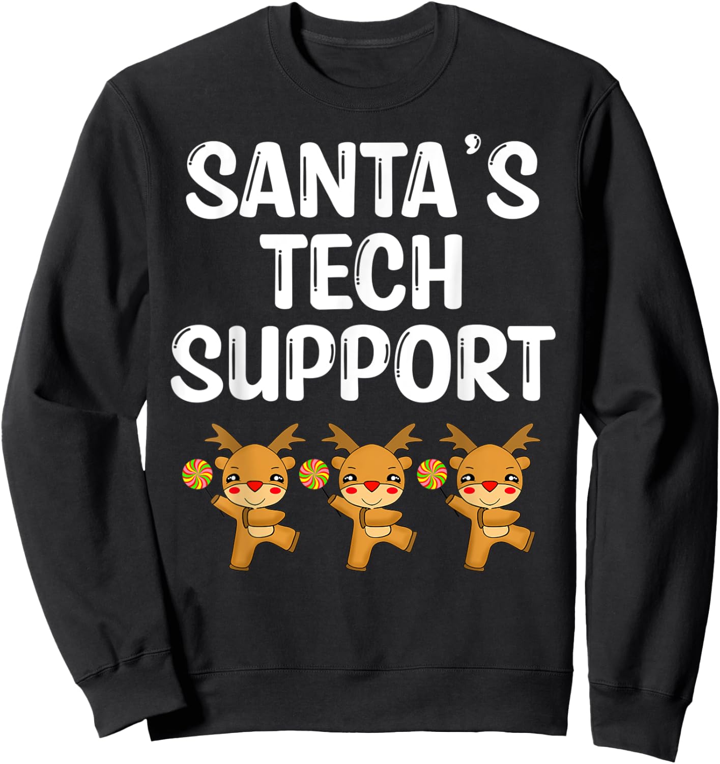 Santa's tech support Christmas IT computer Funny reindeer Sweatshirt - Sweatshirt | Black