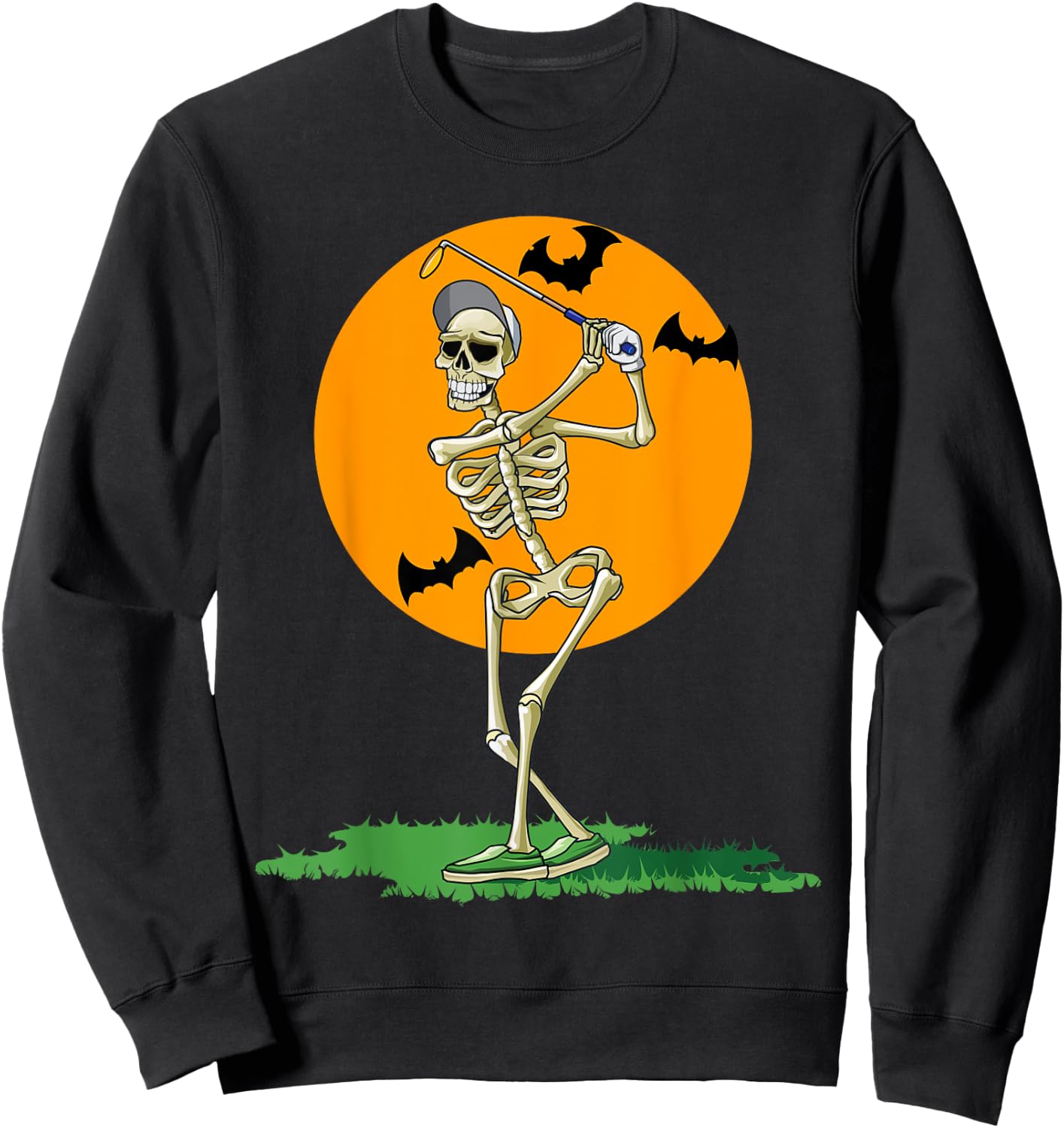 Golfing Skeleton Halloween Men Golf Halloween Golfer Sweatshirt - Sweatshirt | Black