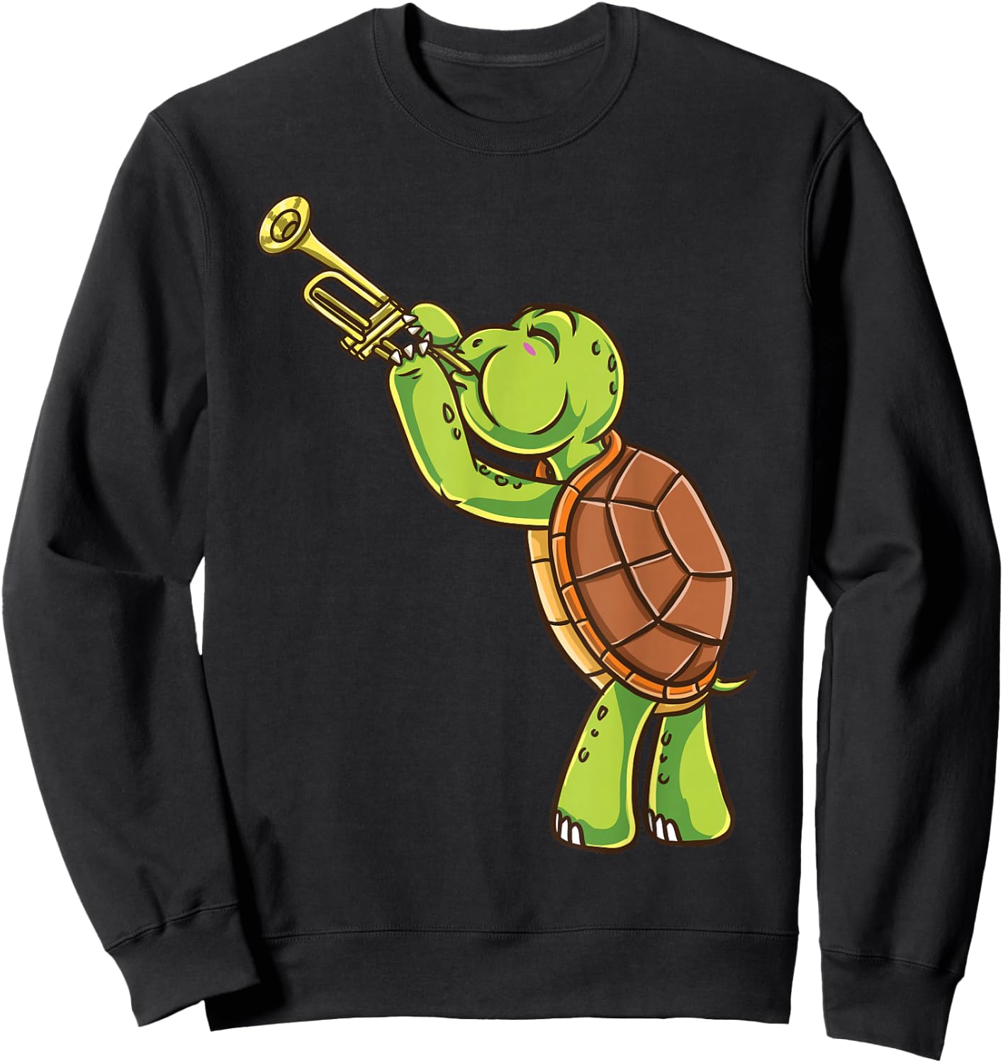 Turtle Playing Trumpet Sweatshirt - Sweatshirt | Black