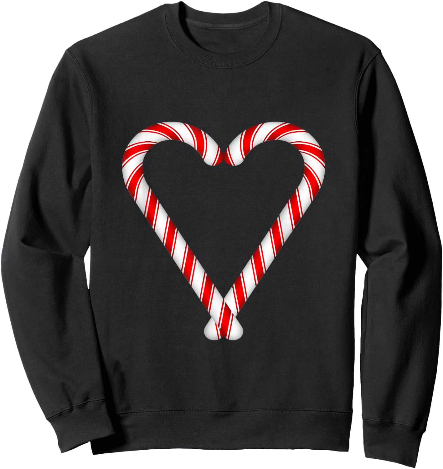Christmas Candy Cane Heart Boys Girls Men Women Mom Dad Sweatshirt - Sweatshirt | Black