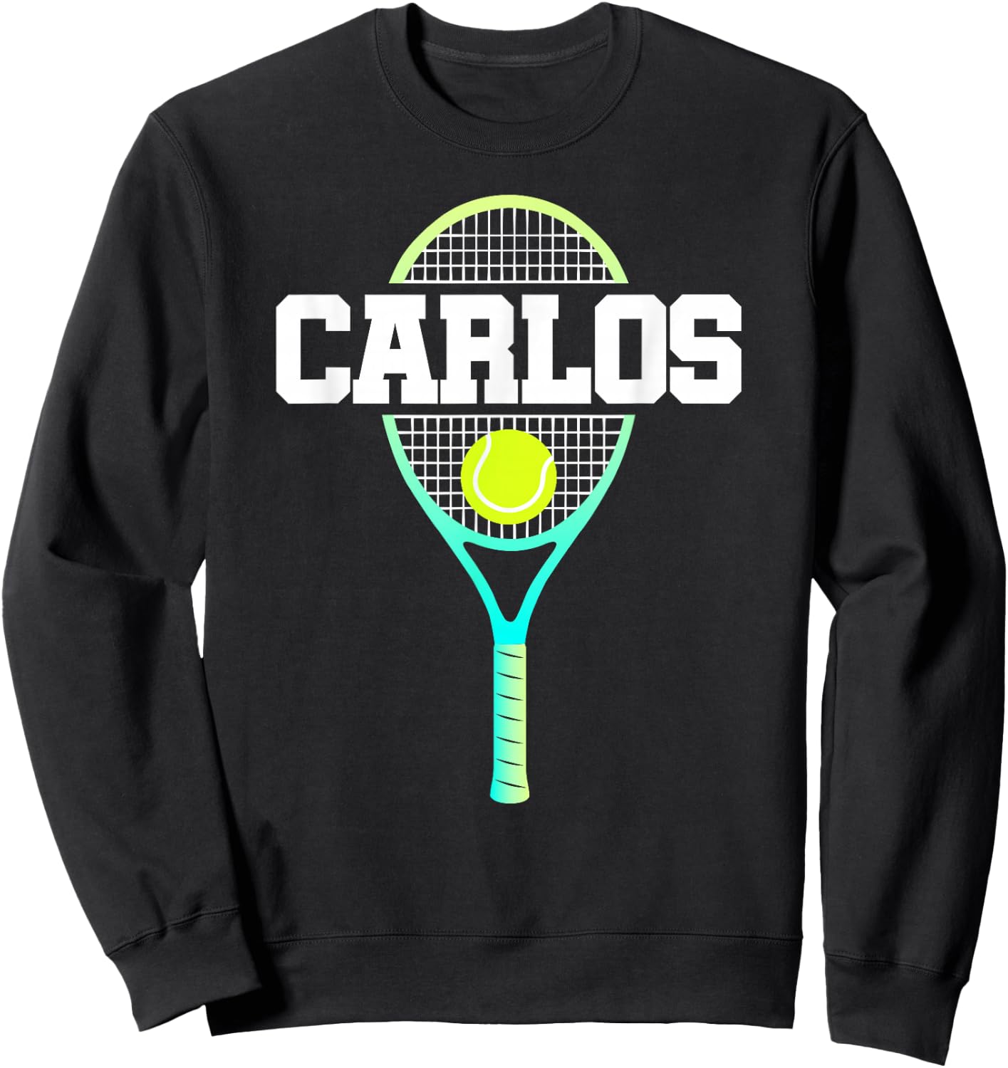 Carlos Name Tennis Player Boys Ball and Racket Sports Fan Sweatshirt - Sweatshirt | Black