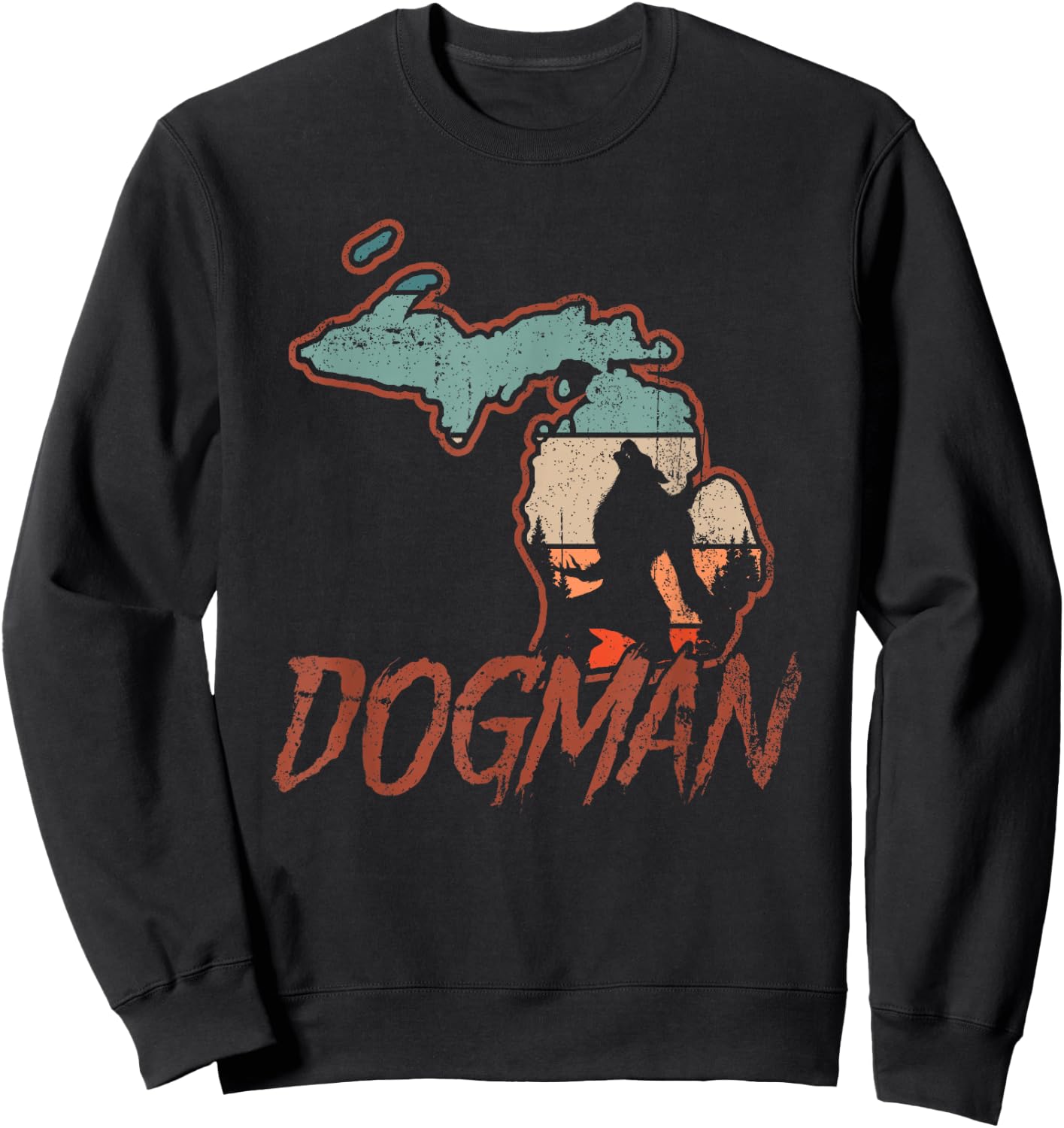 Cryptids Cryptozoology Monsters State of Michigan Dogman Sweatshirt - Sweatshirt | Black