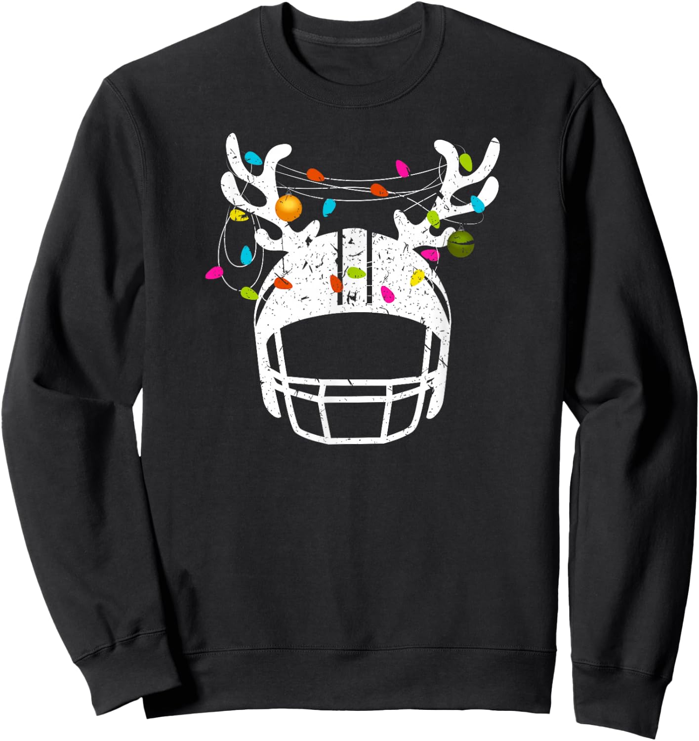 Christmas Lights Football Helmet Funny Xmas Sweatshirt - Sweatshirt | Black