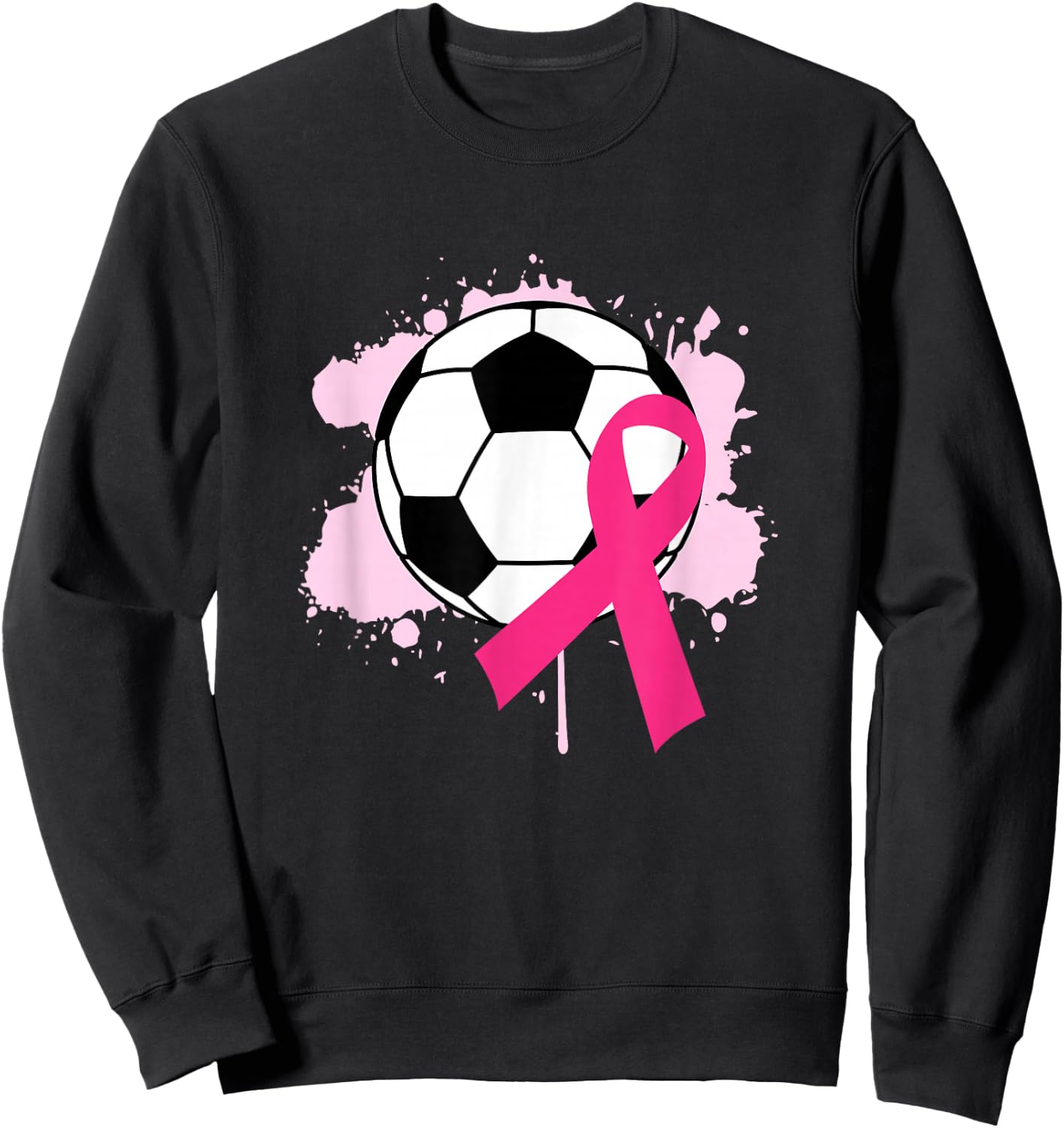 Breast Cancer Awareness Soccer Ball Pink Ribbon Sweatshirt - Sweatshirt | Black
