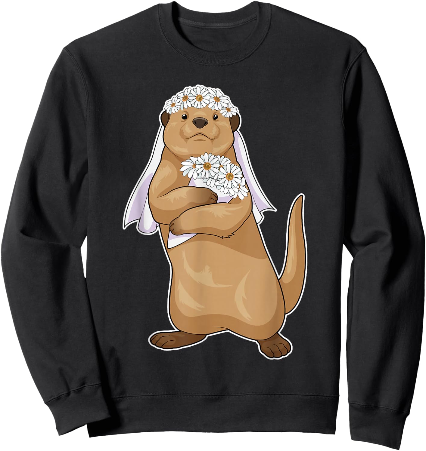 Otter Bride Bridal bouquet Wedding Sweatshirt - Sweatshirt | Black
