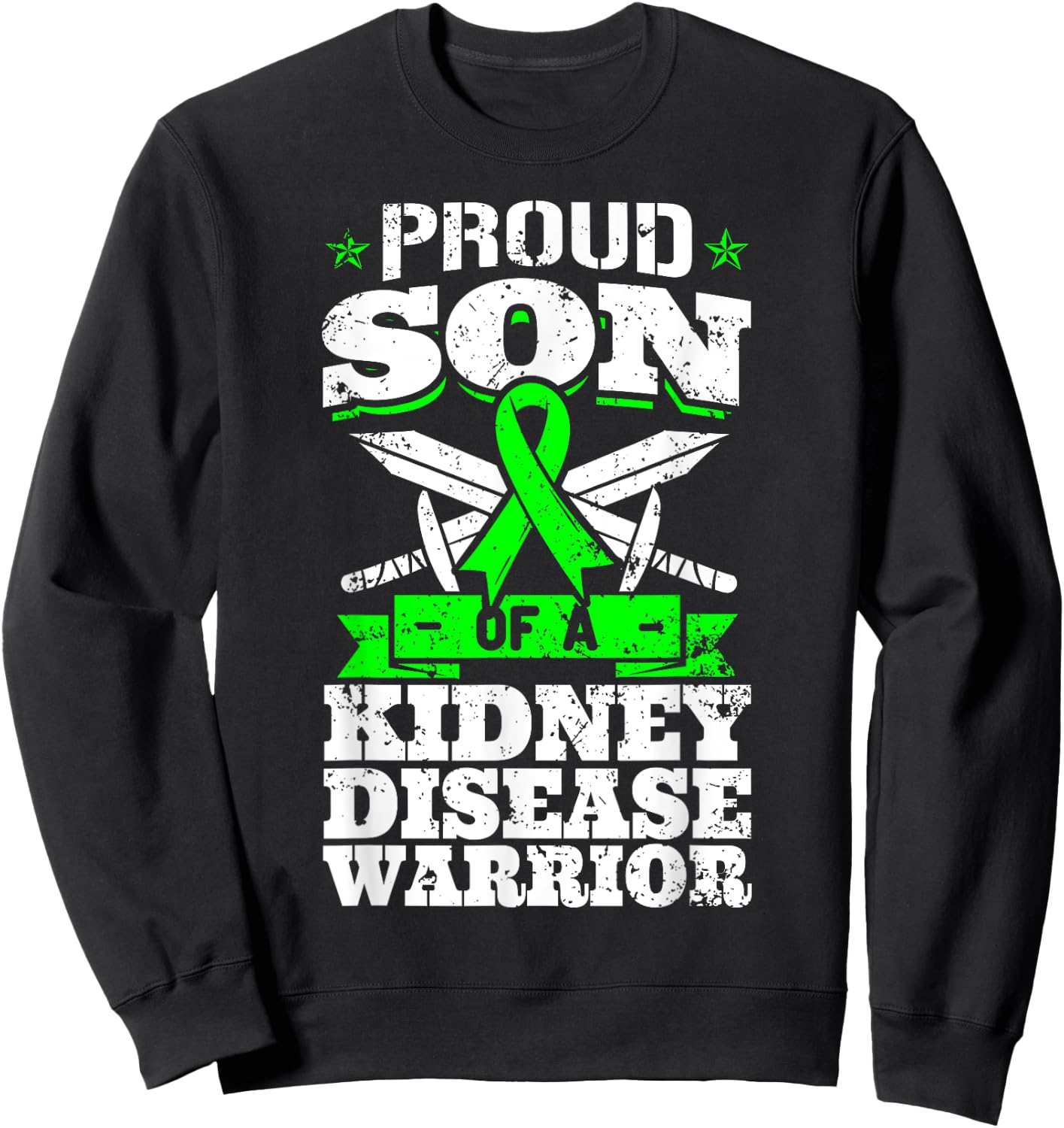 Proud Son Of A Kidney Disease Warrior CKD Awareness Ribbon Sweatshirt - Sweatshirt | Black
