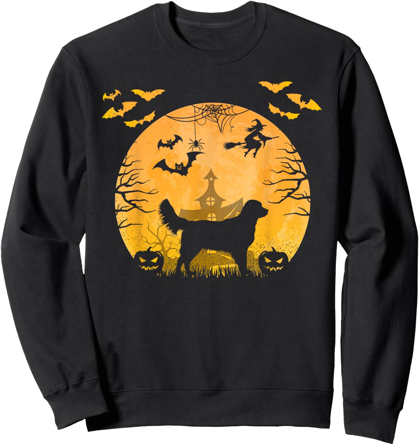 Funny Halloween Dog Golden Retrievers Halloween Men Women Kids Sweatshirt - Sweatshirt | Black