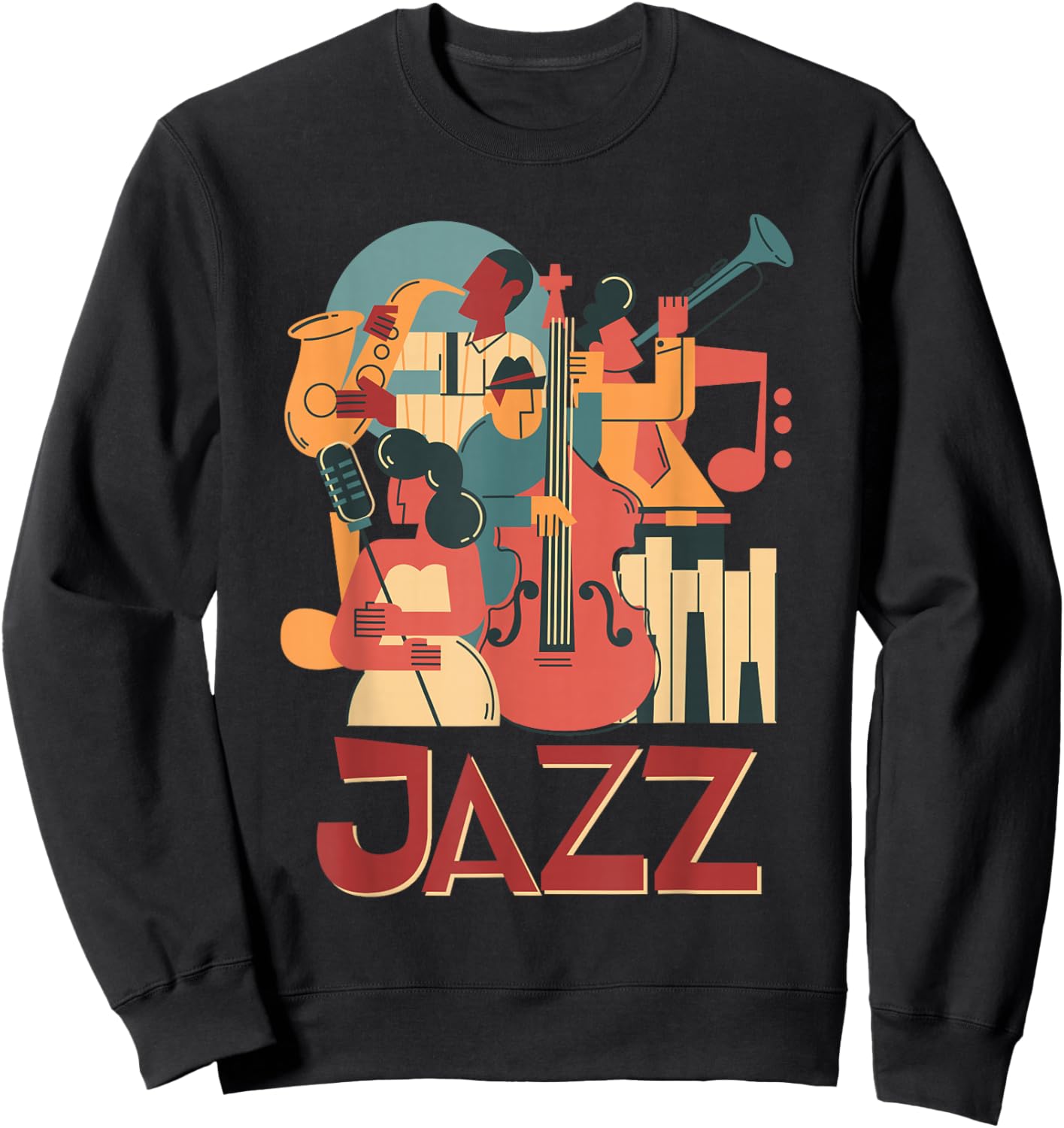 Jazz Musicians Orchestra Playing On Stage Smooth Jazz Sweatshirt - Sweatshirt | Black