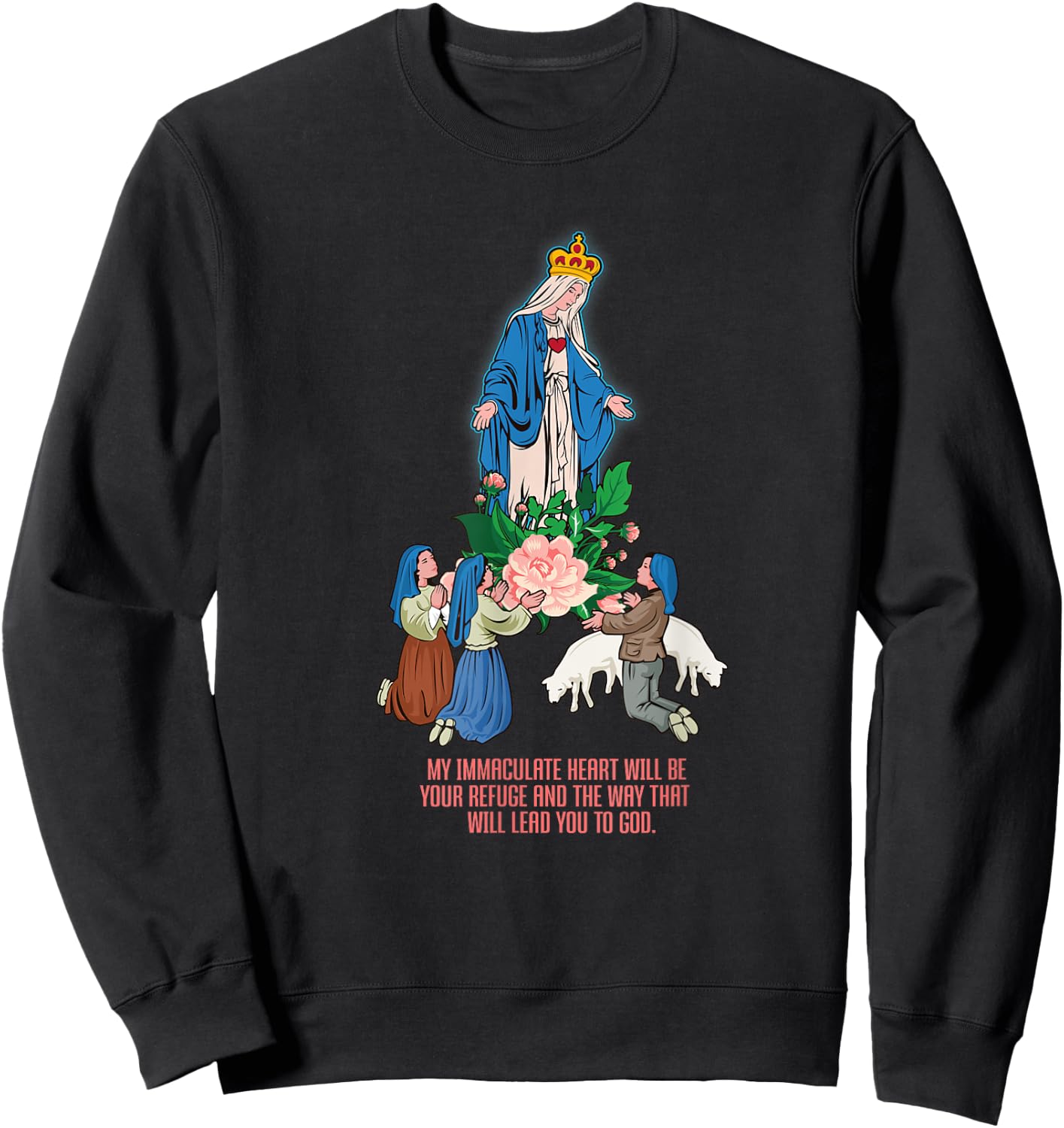Our Lady of Fatima. Virgin Mary Sweatshirt - Sweatshirt | Black