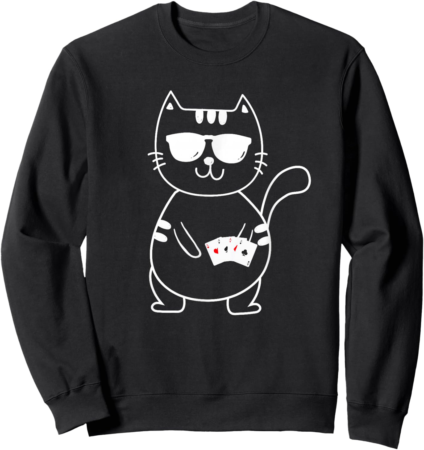 Poker Cat - Poker Texas Hold'Em Gambling Casino Gambler Sweatshirt - Sweatshirt | Black