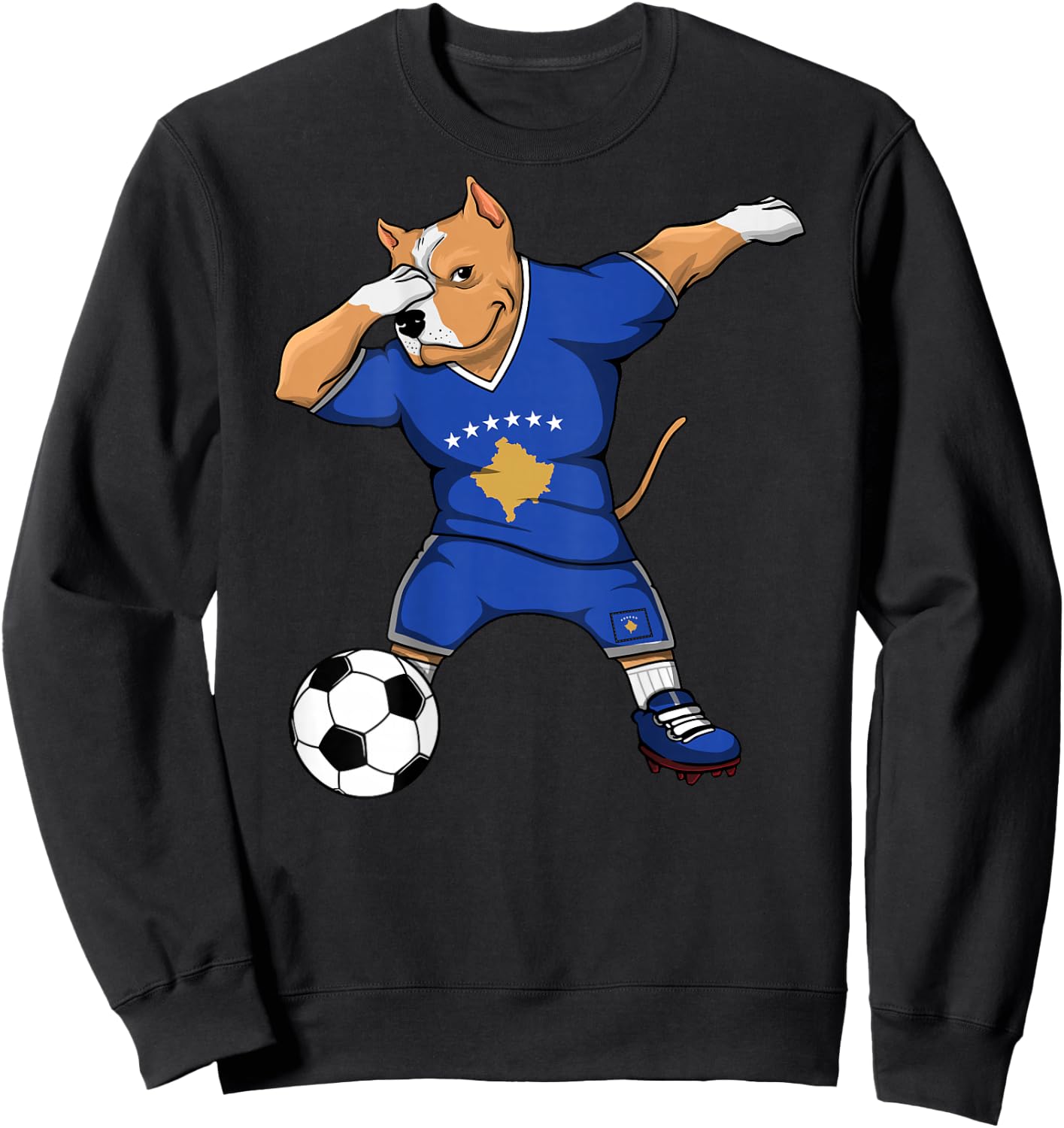 Dabbing Pitbull Kosovo Soccer Lovers Jersey Kosovar Football Sweatshirt - Sweatshirt | Black