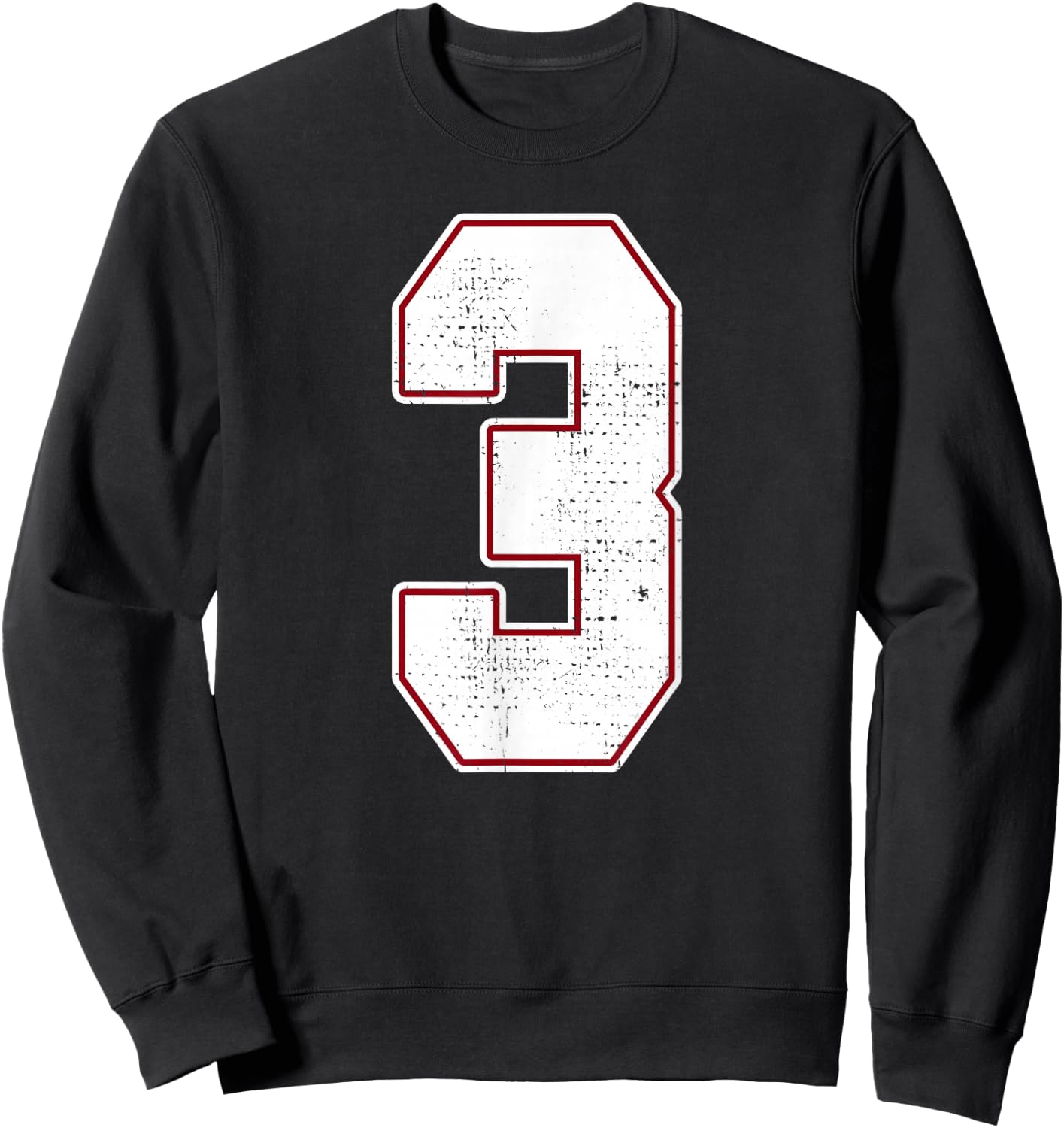 #3 Outline Number 3 Fan Varsity Sports Team Blue Jersey Sweatshirt - Sweatshirt | Black