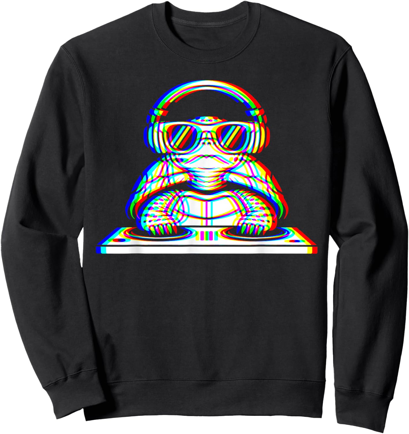 Funny Eastern Box Turtle DJ Glitch Rave EDM Music Party Sweatshirt - Sweatshirt | Black