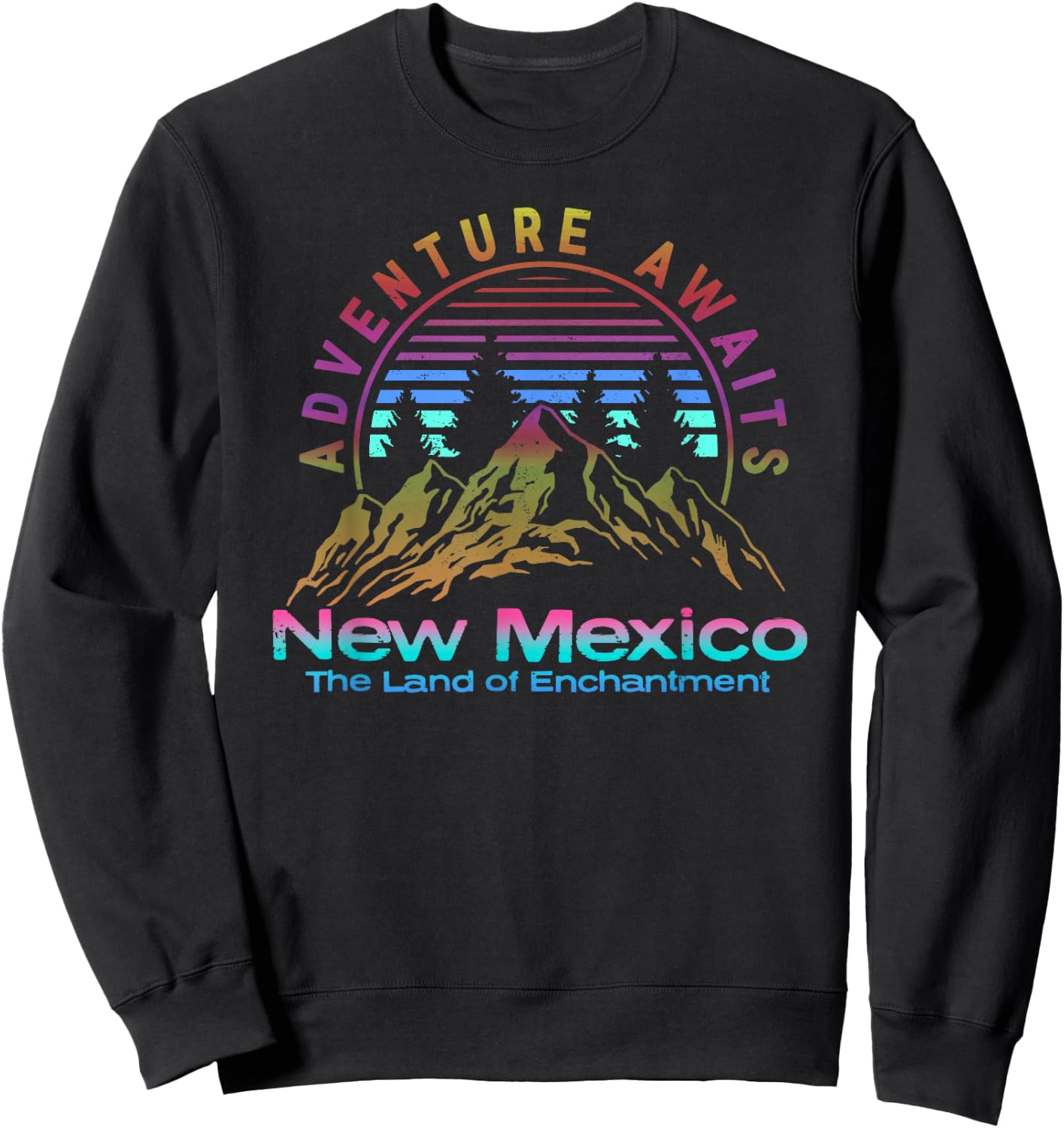 New Mexico State Retro Vintage Outdoors & NM Mountains Sweatshirt - Sweatshirt | Black