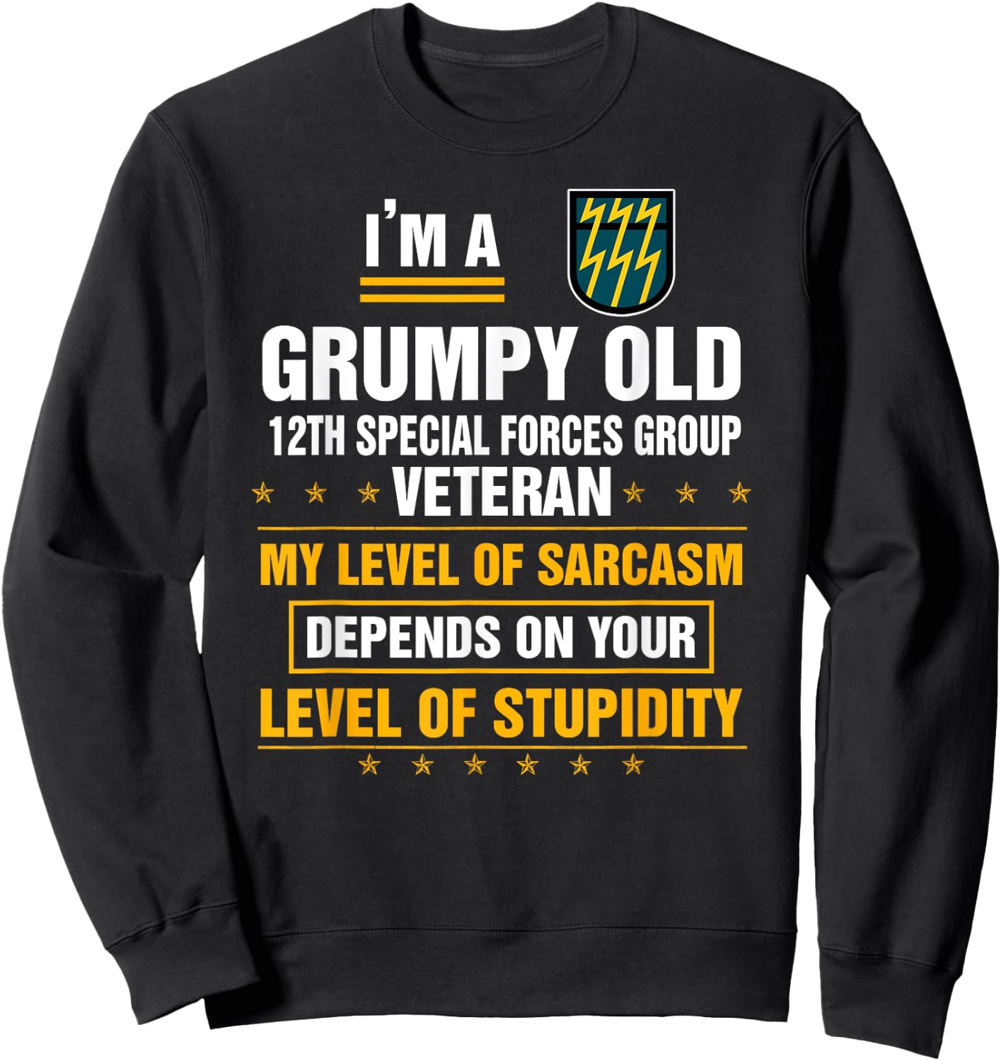 Grumpy Old 12th Special Forces Group Veteran Funny Xmas Sweatshirt - Sweatshirt | Black