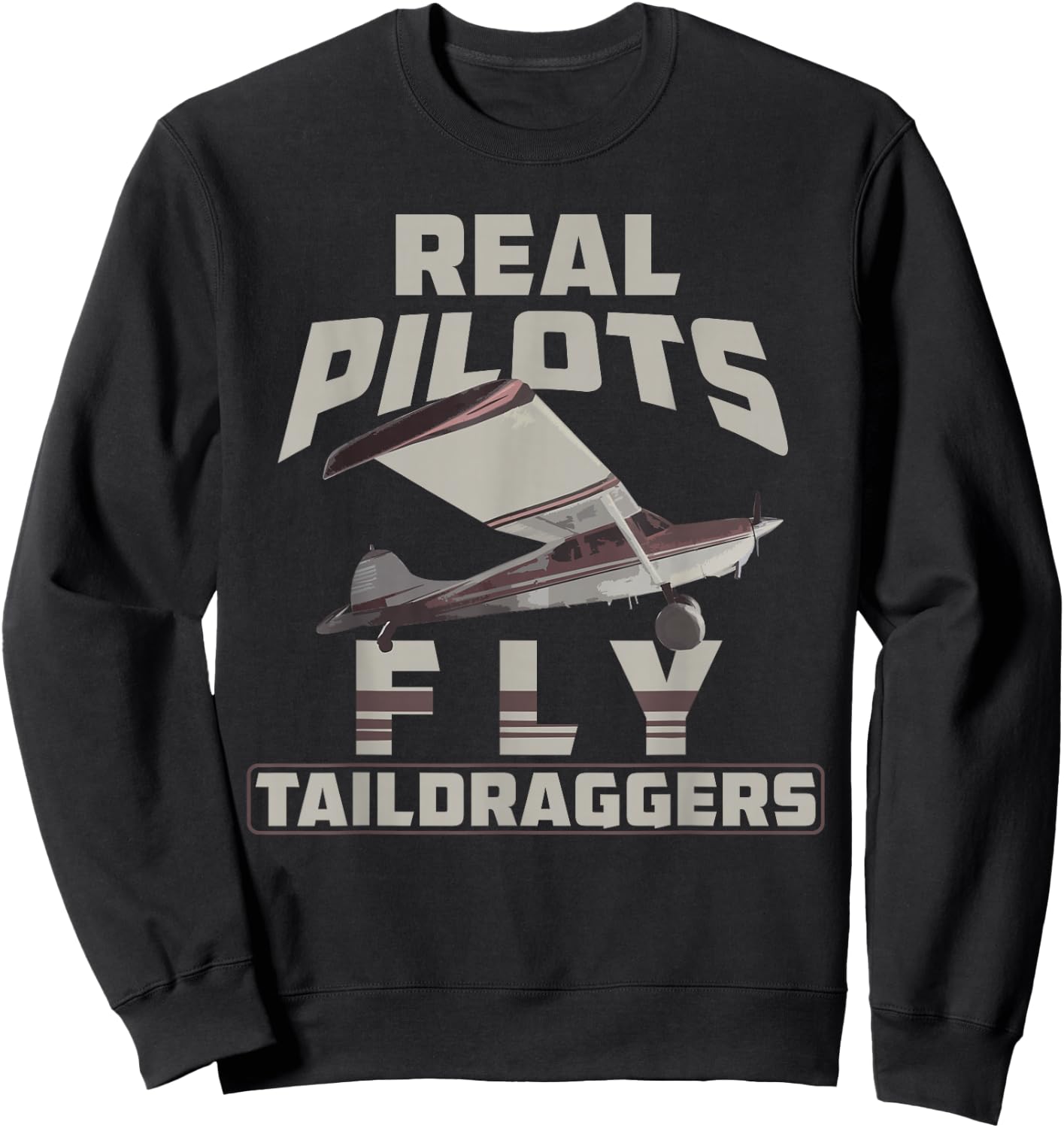 Real Pilots Fly Taildraggers Funny Vintage Airplane Sweatshirt - Sweatshirt | Black