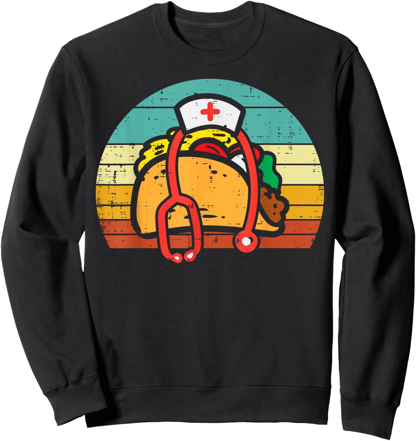 Taco Nurse Stethoscope Cinco De Mayo Nurse Women Scrub Top Sweatshirt - Sweatshirt | Black