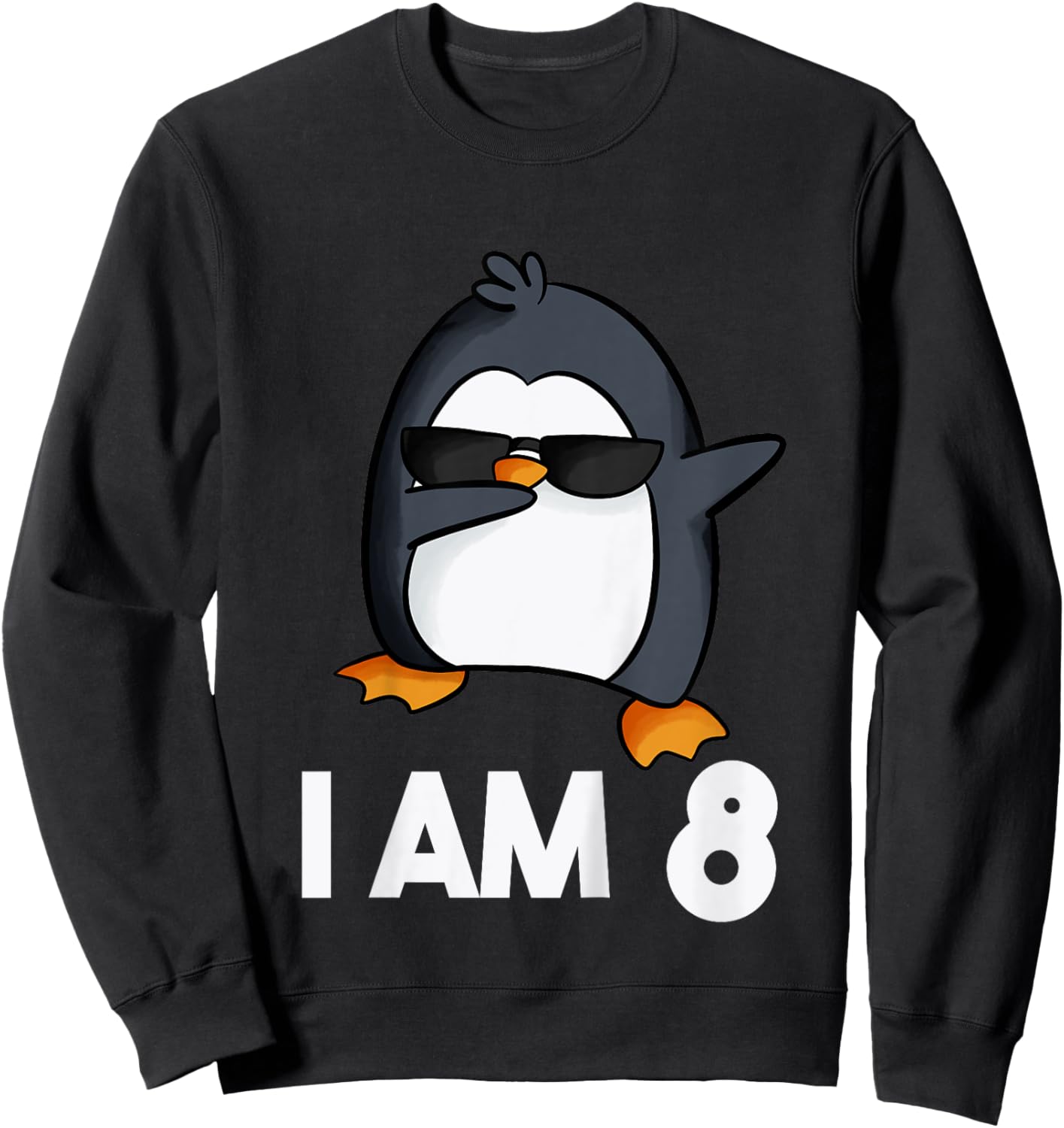 Penguin Birthday Shirt 8 Years Old Birthday Outfit Kids Sweatshirt - Sweatshirt | Black