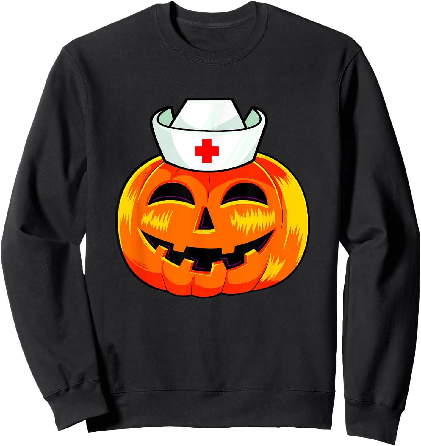 Nurse Halloween Scary Pumpkin Costume Nurse ER CNA ICU Women Sweatshirt - Sweatshirt | Black