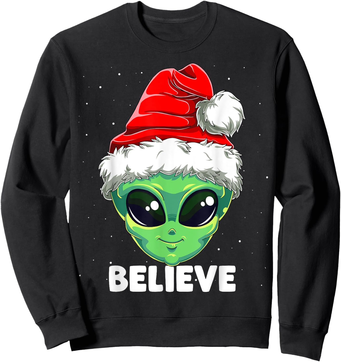 Christmas Alien Santa Costume Funny UFO Santa Hat Xmas Kids Sweatshirt - Sweatshirt | Black