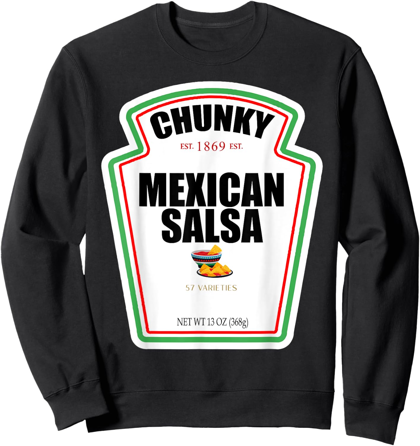 Halloween Matching Costume Chunky Mexican Salsa Bottle Label Sweatshirt - Sweatshirt | Black