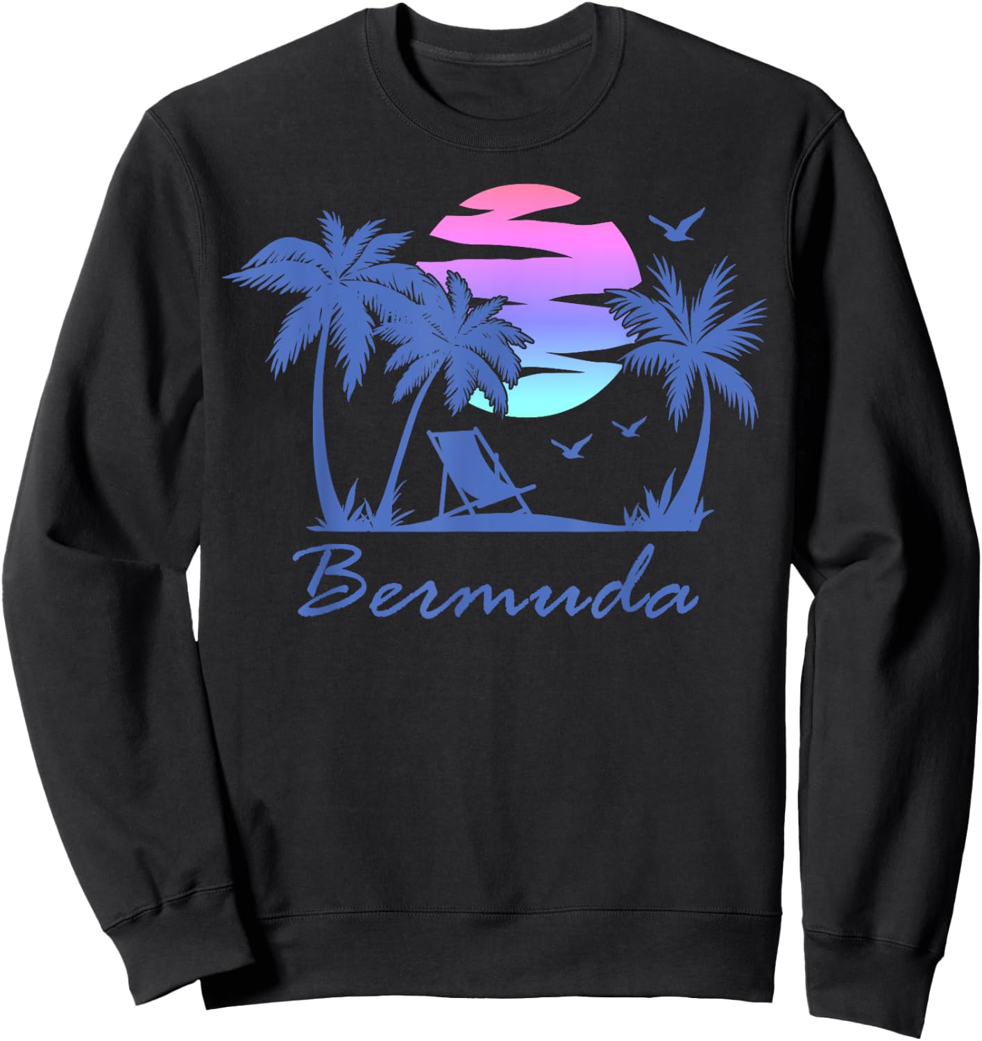 BERMUDA Beach Vacation Trip Retro Vintage Sunset Graphic Men Women Kids Sweatshirt - Sweatshirt | Black