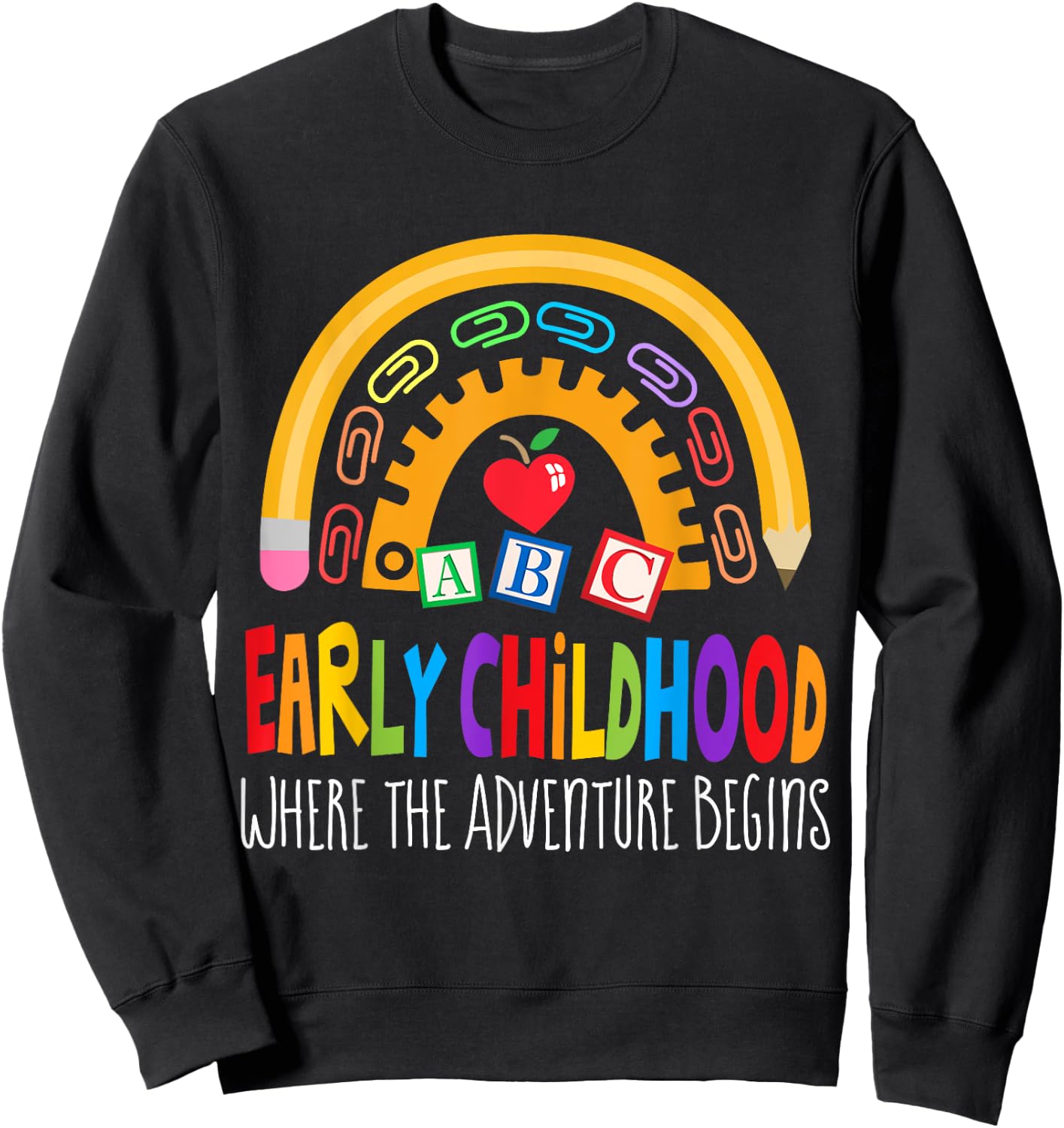 Teacher Early Childhood Education Preschool Head Start Crew Sweatshirt - Sweatshirt | Black