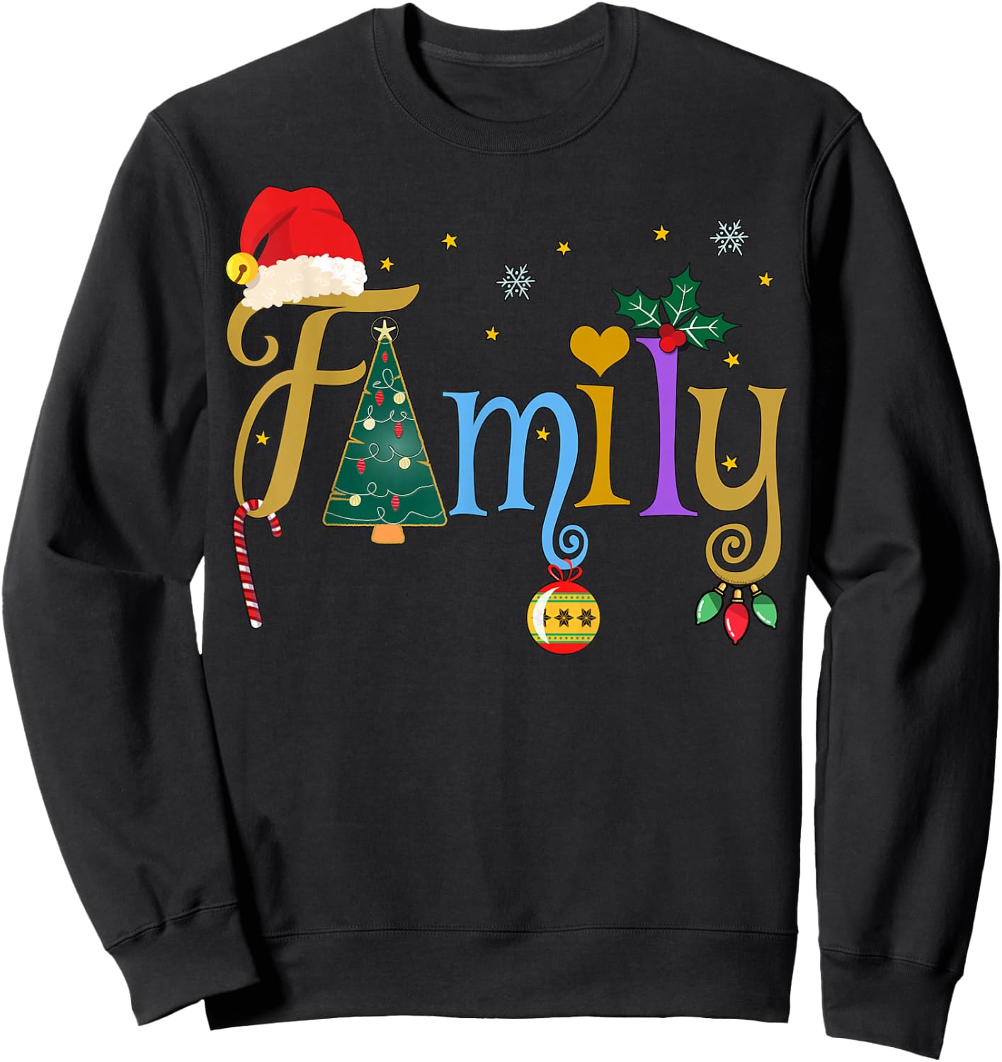 FAMILY Letters Holiday Style Love My Family Christmas Sweatshirt - Sweatshirt | Black