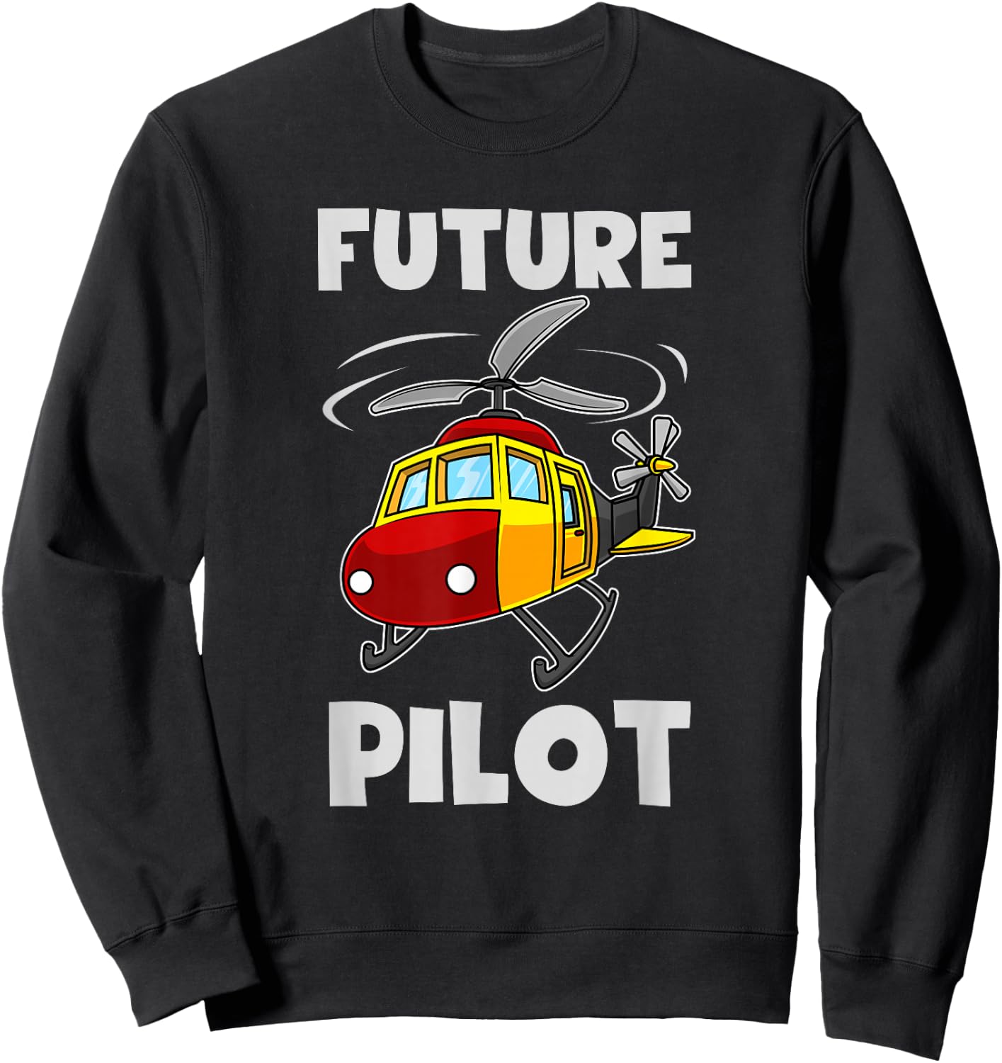 Funny Future Pilot Gift | Cute Helicopter Boys Girls Kids Sweatshirt - Sweatshirt | Black