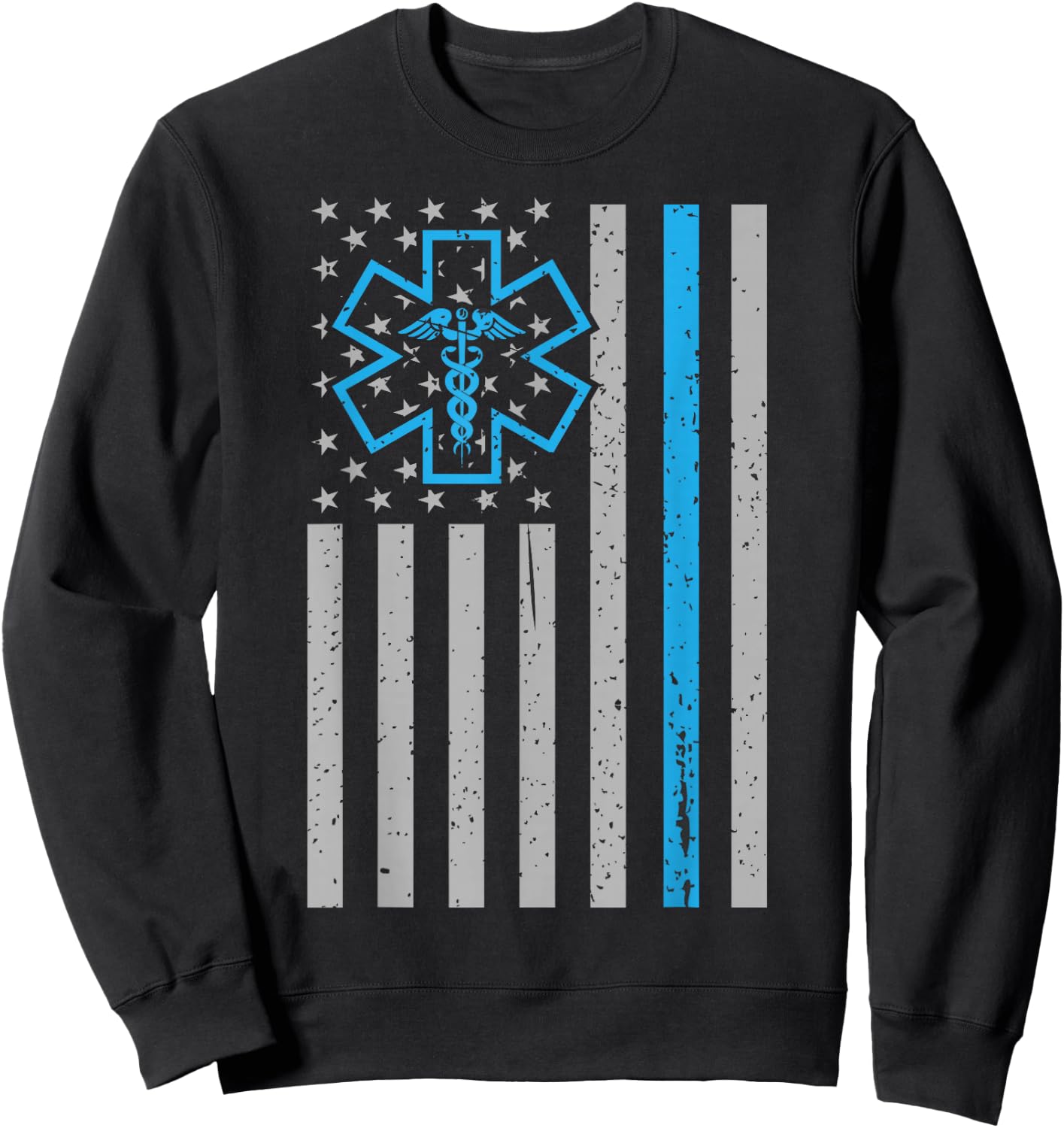 Thin White Line Shirt EMS EMT Paramedic American Flag Sweatshirt - Sweatshirt | Black