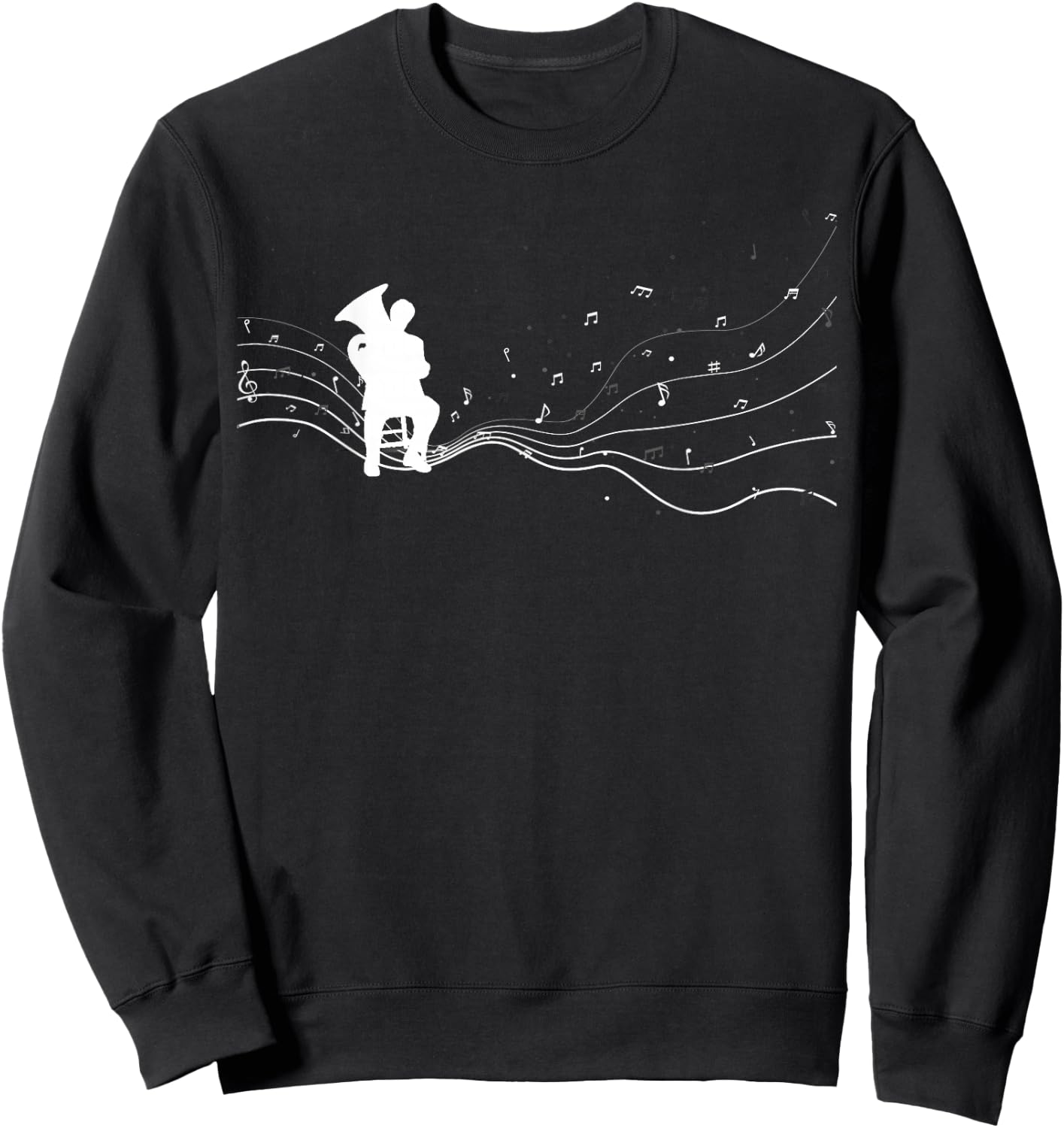 Tuba musician in music notes for Tuba player Sweatshirt - Sweatshirt | Black