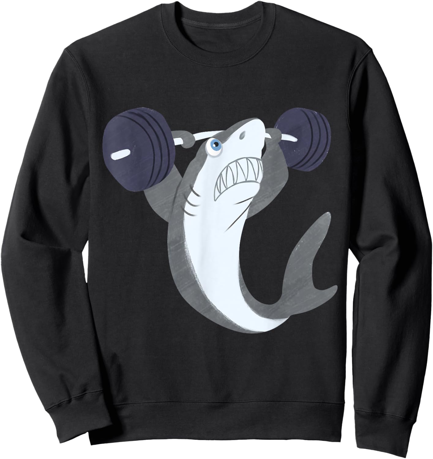 Weightlifing Shark Barbell - Funny Workout Gym Weightlifter Sweatshirt - Sweatshirt | Black