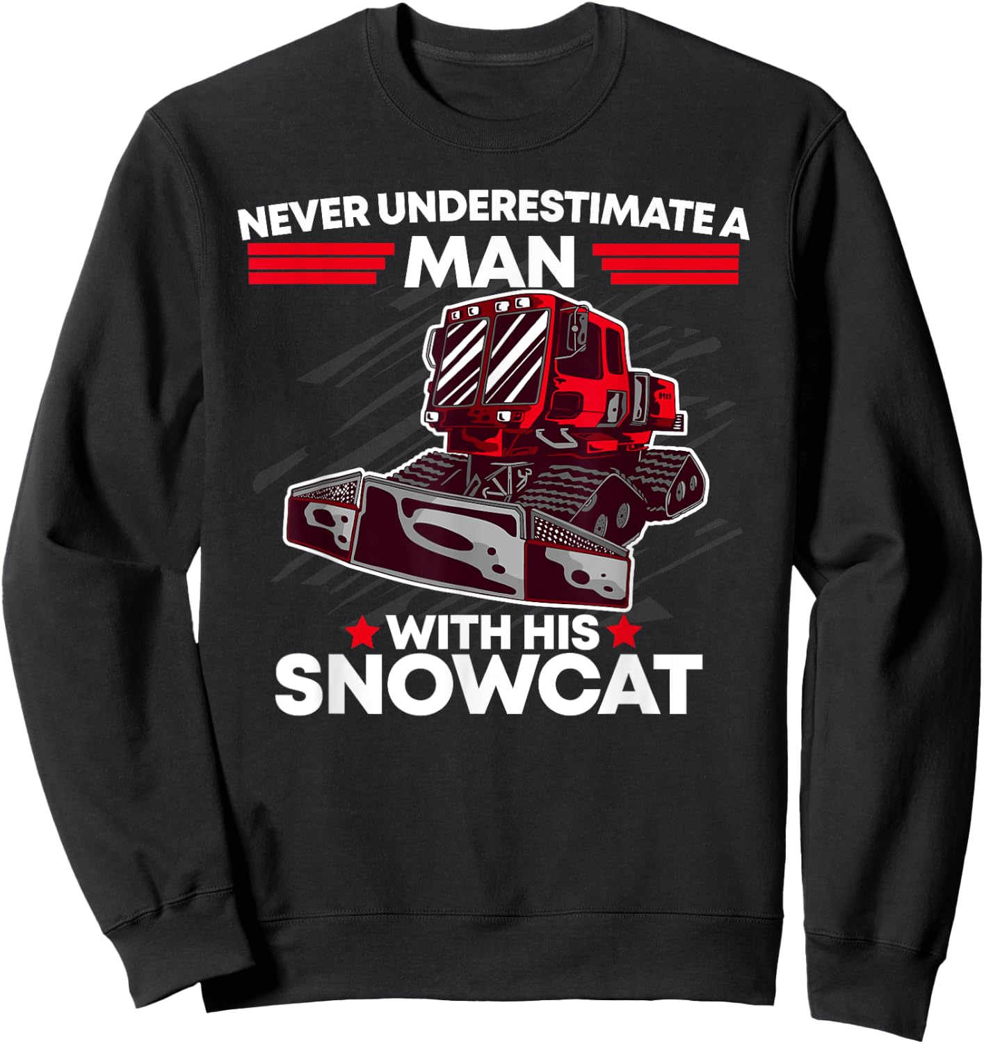 Snowcat Man Dad Groomer Cool Winter Sports US Flag Sweatshirt - Sweatshirt | Black