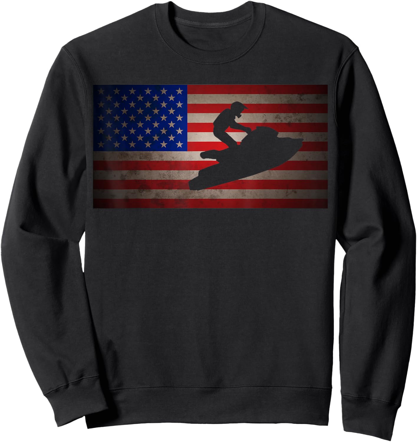 American Flag Jet Ski T Shirt - Cool Jet Ski Women Kids Men Sweatshirt - Sweatshirt | Black