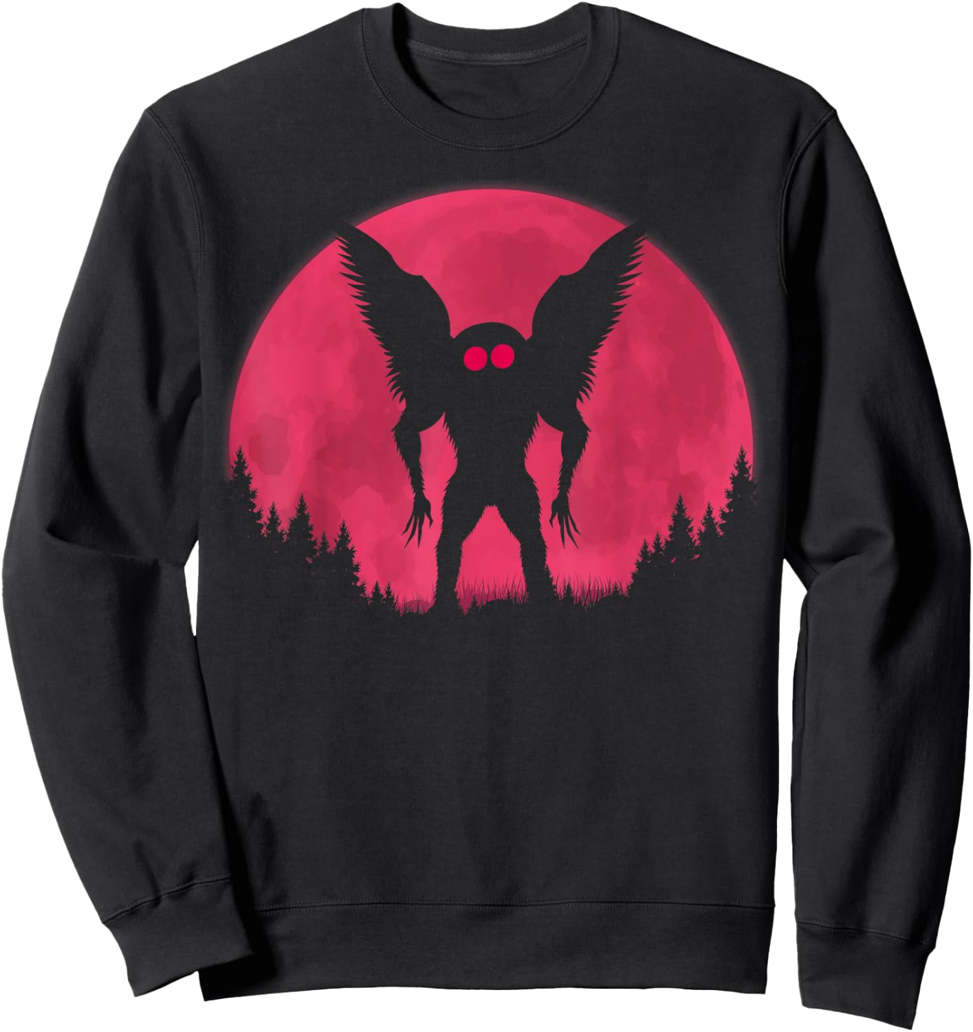 Mothman Moon! Funny Cryptid Women Kids! Moth man Sweatshirt - Sweatshirt | Black