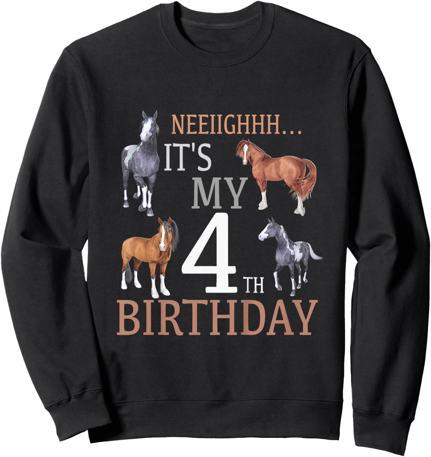 Its My 4th Birthday Shirt Horse Lover 4 Year Old Birthday Sweatshirt - Sweatshirt | Black