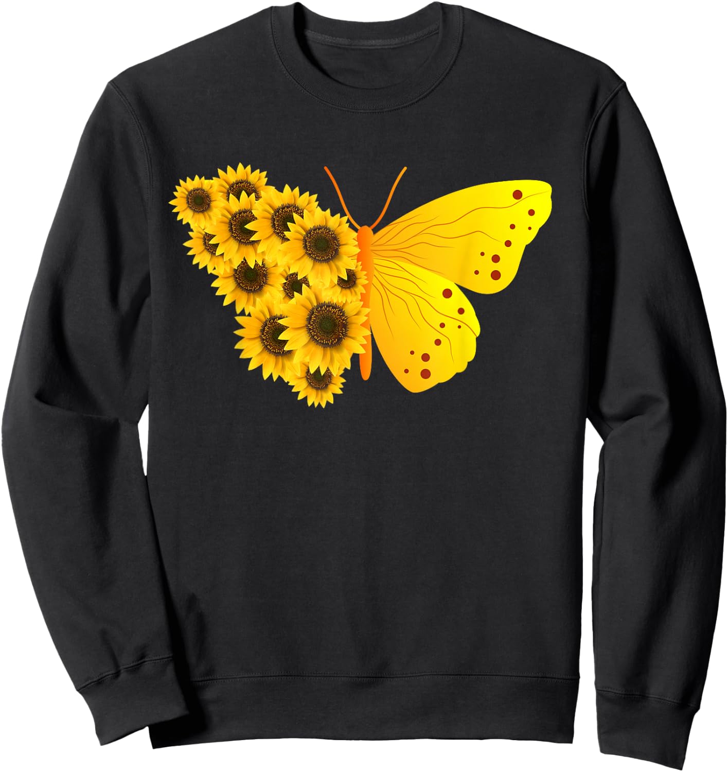 Sunflower Butterfly Sweatshirt - Sweatshirt | Black