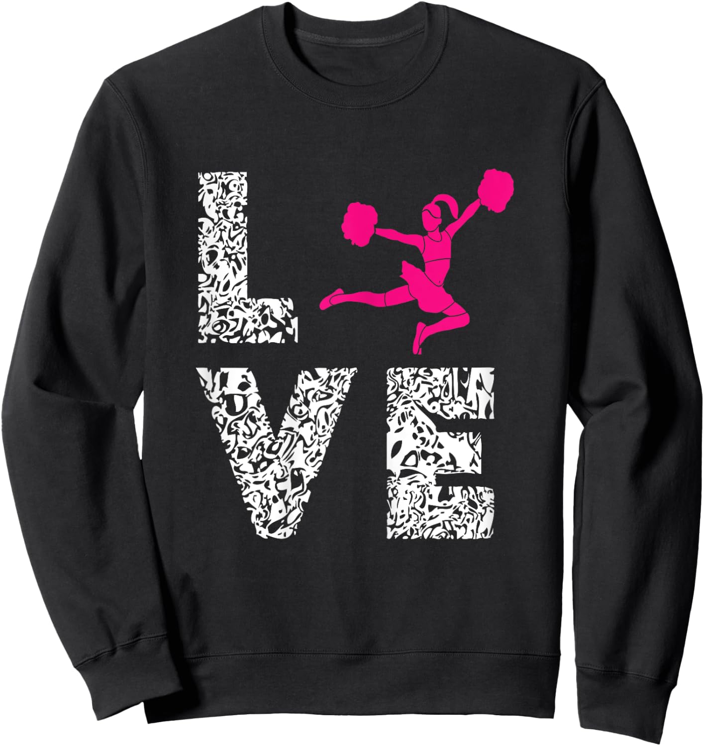 Cheerleader Love Cardio Pom Poms Girl Cheerleading Workout Sweatshirt - Sweatshirt | Black