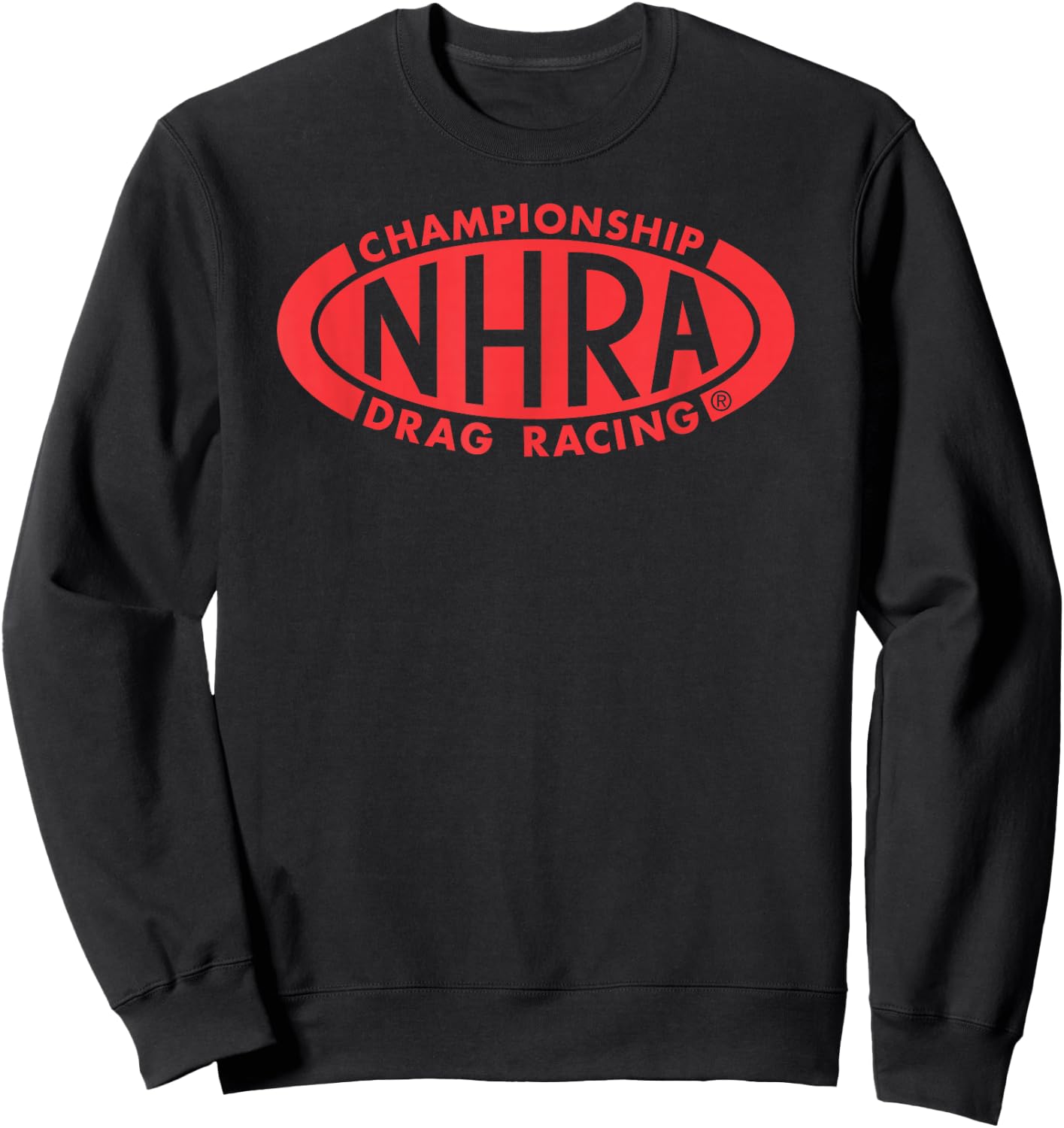 NHRA Championship Drag Racing red Oval Logo Sweatshirt - Sweatshirt | Black