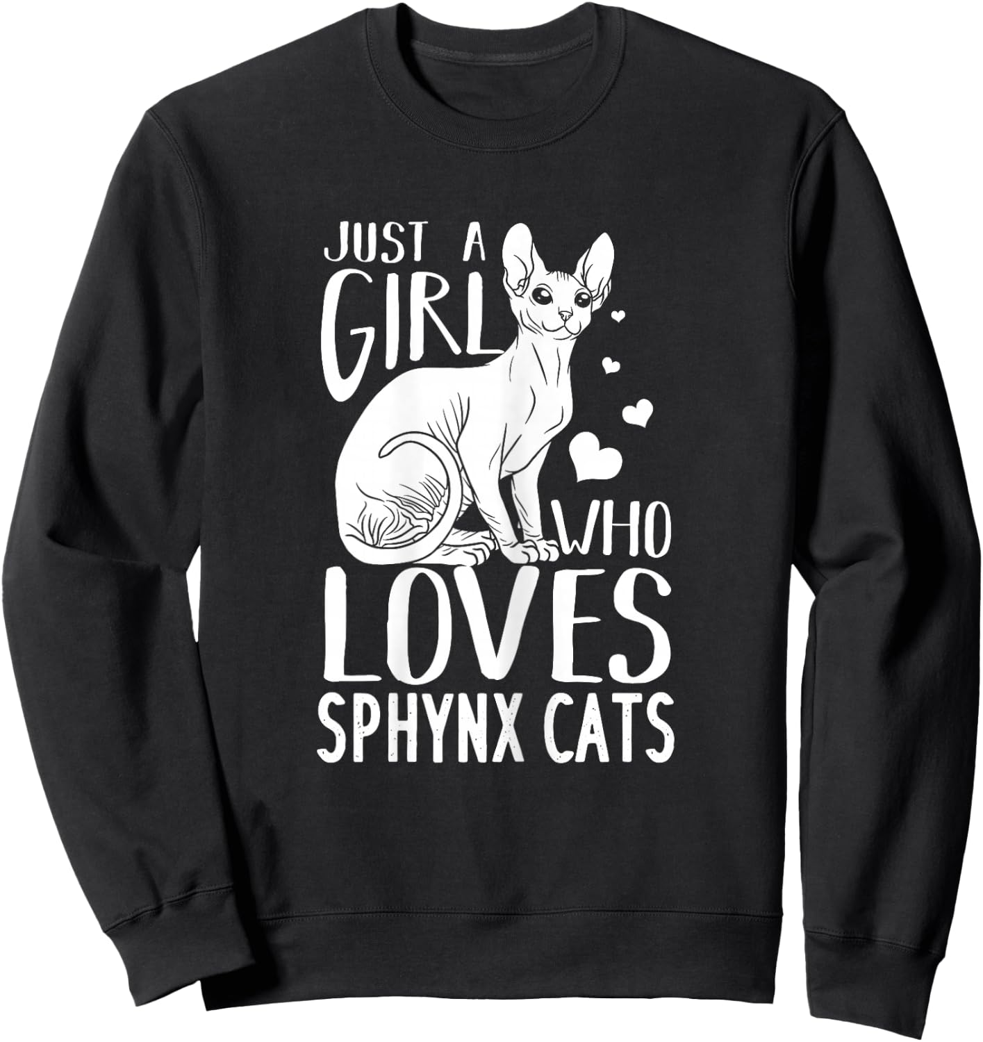 Sphynx Cat Gift Kitten Owner Lover Women Girls Kids Sweatshirt - Sweatshirt | Black