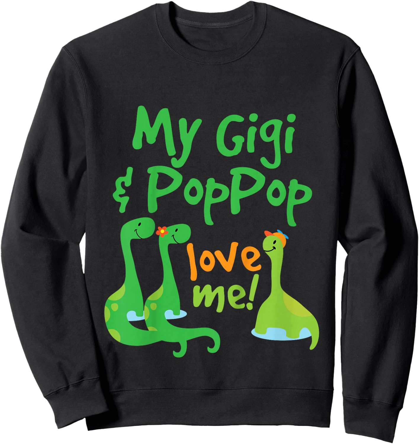 Kids Gigi and PopPop Love Me Grandchild Dinosaur Sweatshirt - Sweatshirt | Black