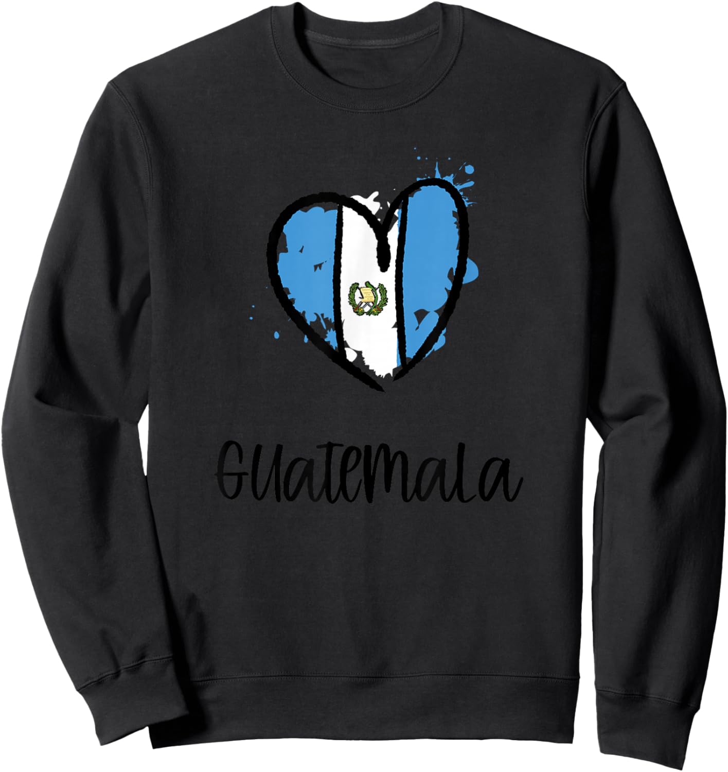 Guatemala Heart Art Northern America Spanish Guatemalan Gift Sweatshirt - Sweatshirt | Black