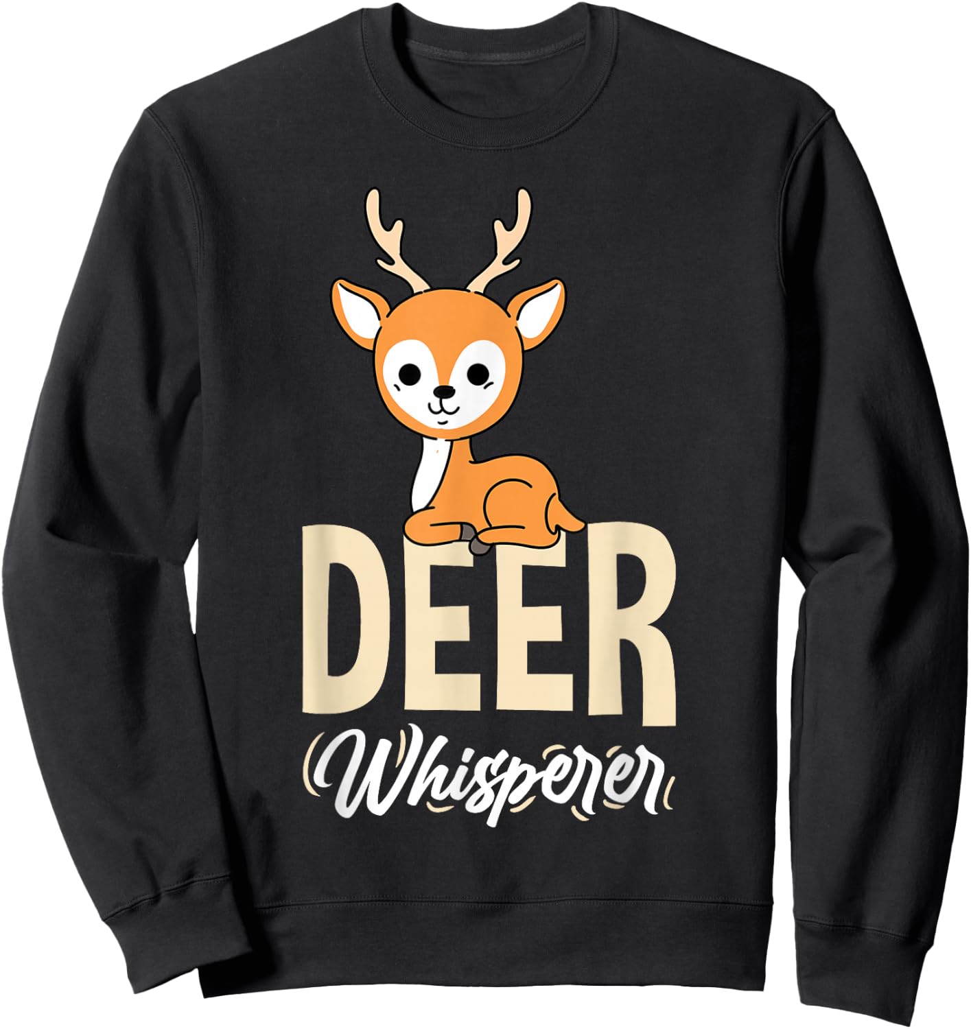 Kawaii Deer Whisperer Sweatshirt - Sweatshirt | Black