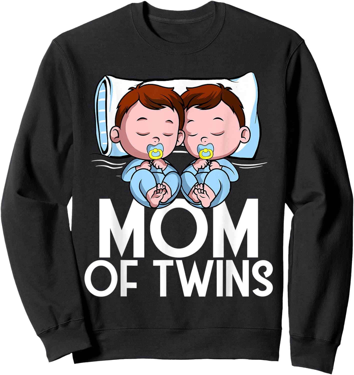 Mom Of Twins Boys Pregnancy Announcement of Two Twin Sons Sweatshirt - Sweatshirt | Black