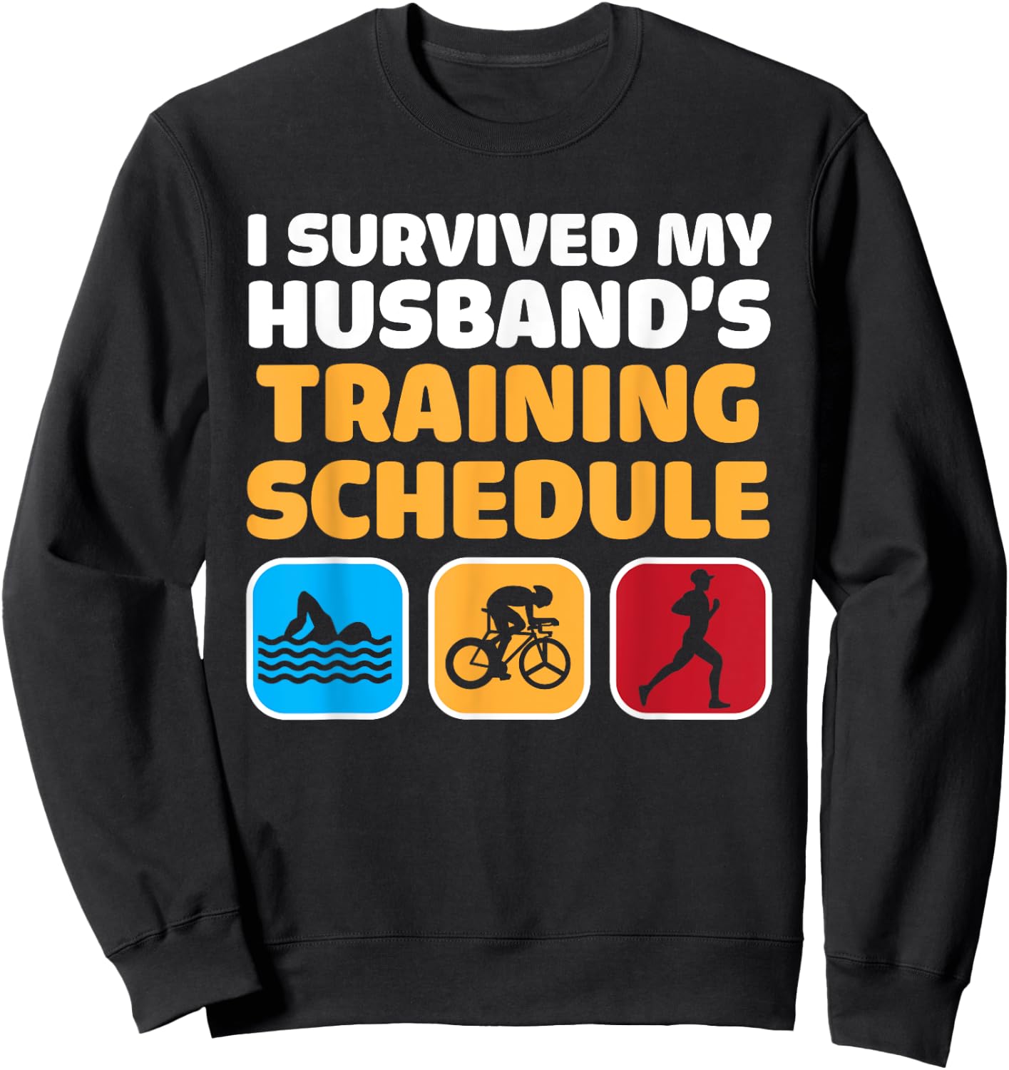 Triathlon Art Women Wife Triathlete Swim Bike Run Athletes Sweatshirt - Sweatshirt | Black