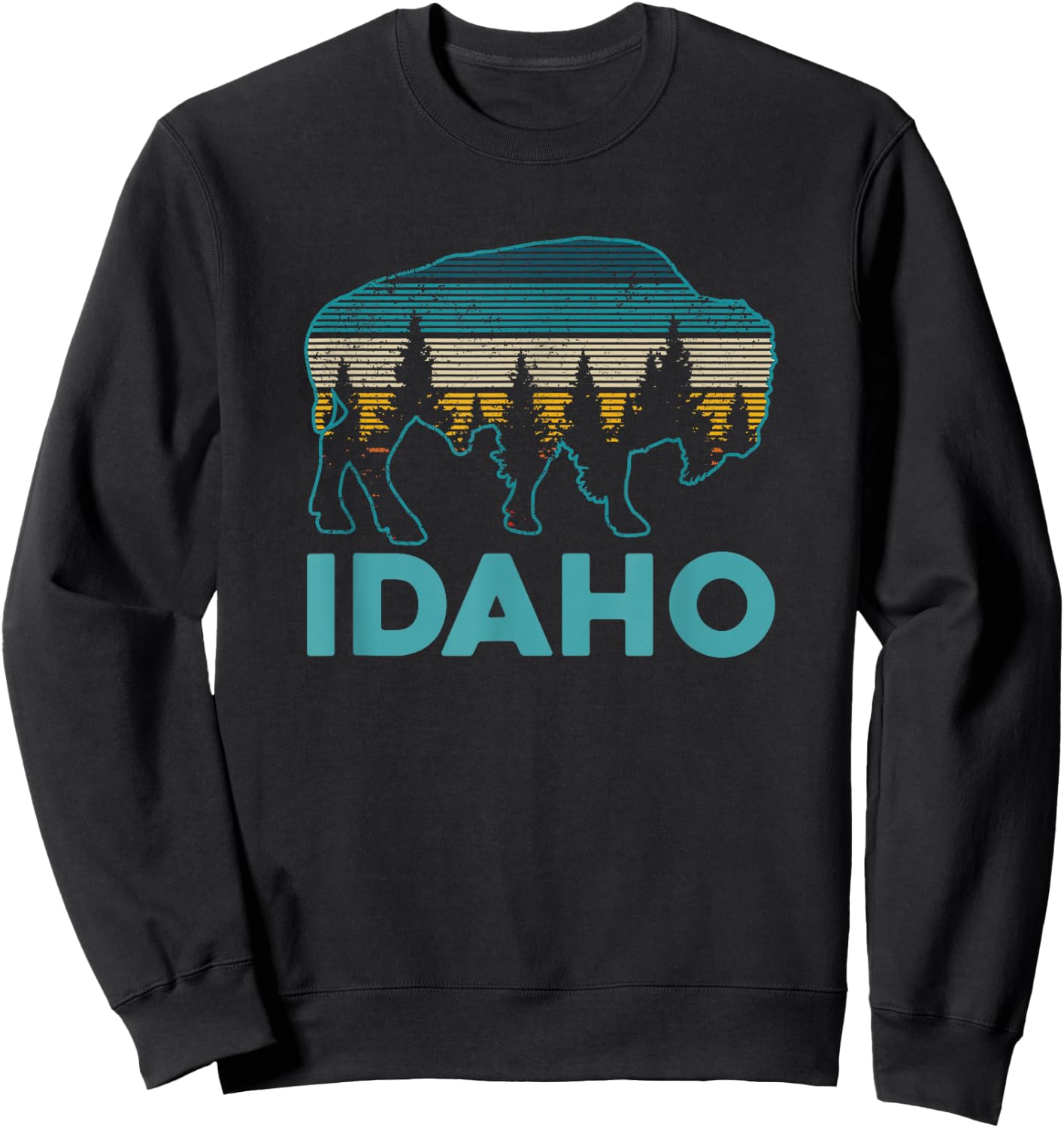 Idaho Bison Vintage American Buffalo Souvenir Gift Sweatshirt - Sweatshirt | Black