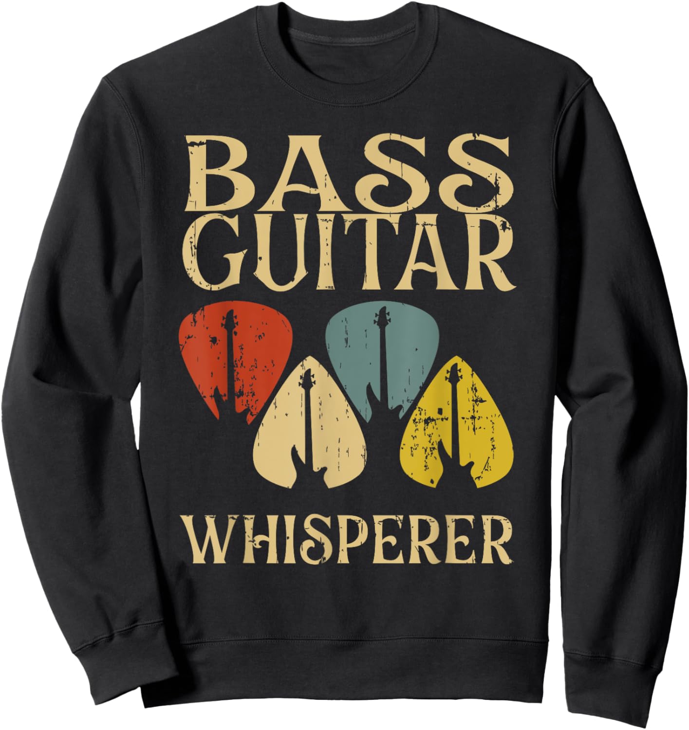 Vintage Bass Guitar Whisperer Funny Bassist Gift Men Women Sweatshirt - Sweatshirt | Black