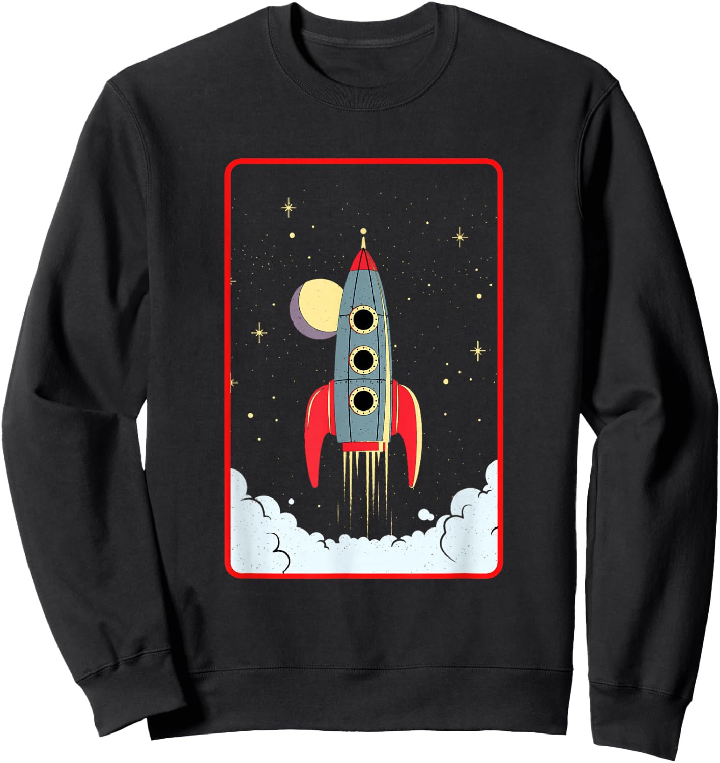 Cool Flies Rocketship Take Off Space Explorer Astronaut Sweatshirt - Sweatshirt | Black