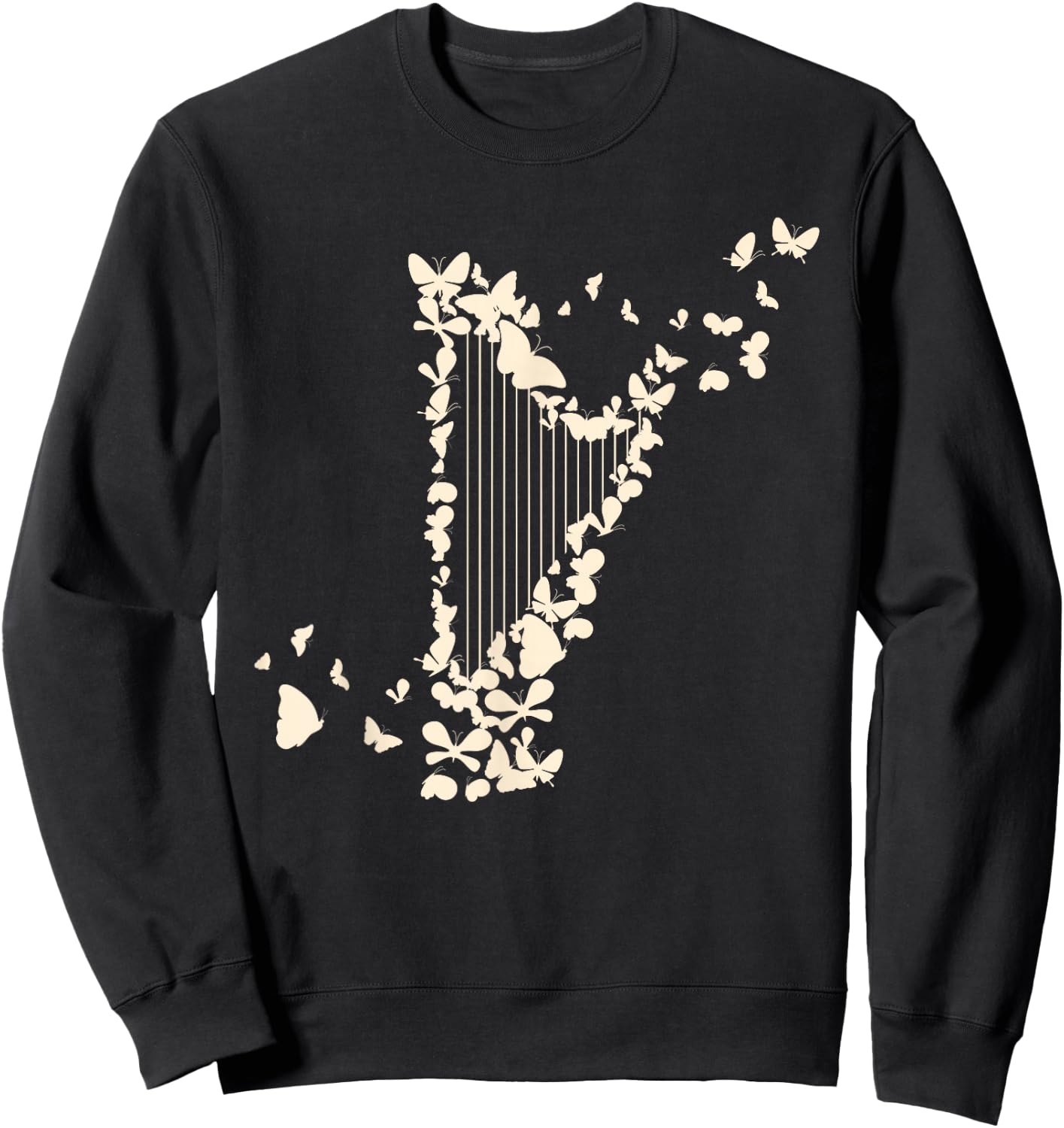 A Harp with Butterflies Harpist Sweatshirt - Sweatshirt | Black